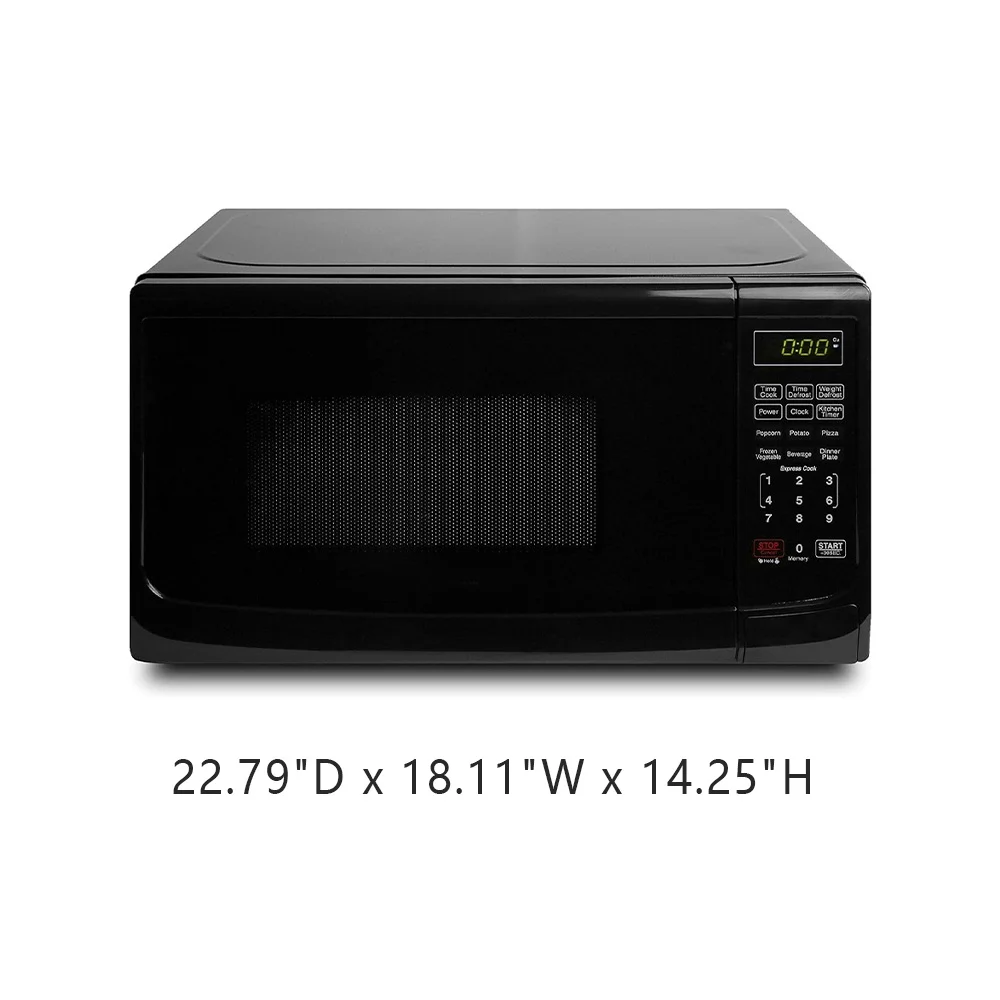 Compact Countertop Microwave Oven 1.1 Cu. Ft. 900-Watt w/LED Lighting, Black