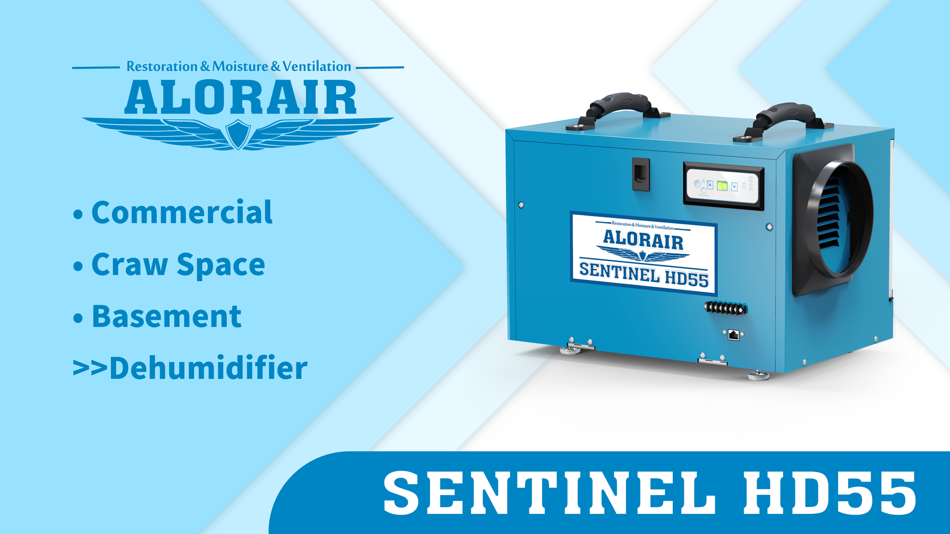 ALORAIR 113 Pints Commercial Dehumidifiers for Basement, Crawl Space Dehumidifier with Drain Hose, Blue