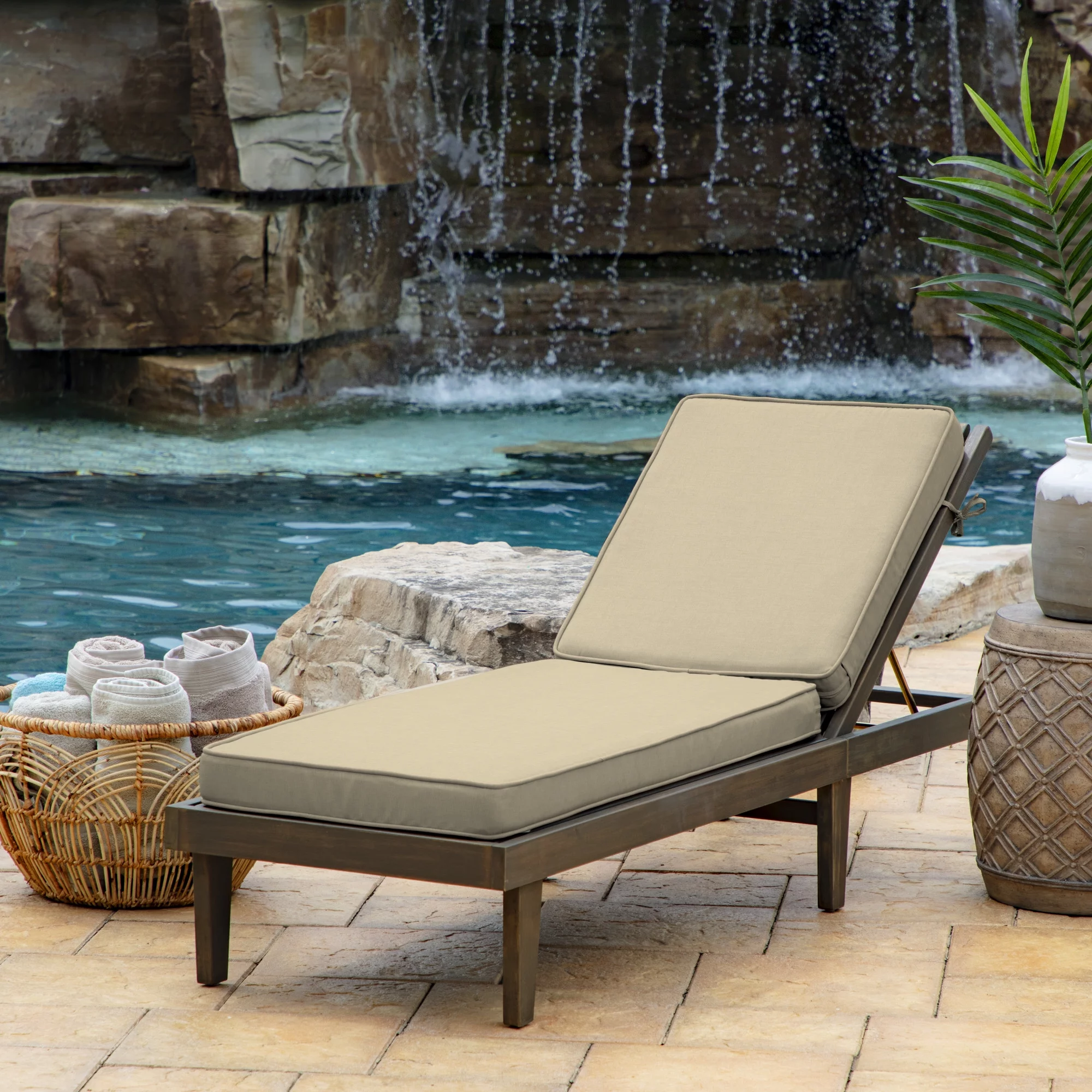 Arden Selections ProFoam 72 x 21 in Outdoor Chaise Cushion Cover, Tan Leala