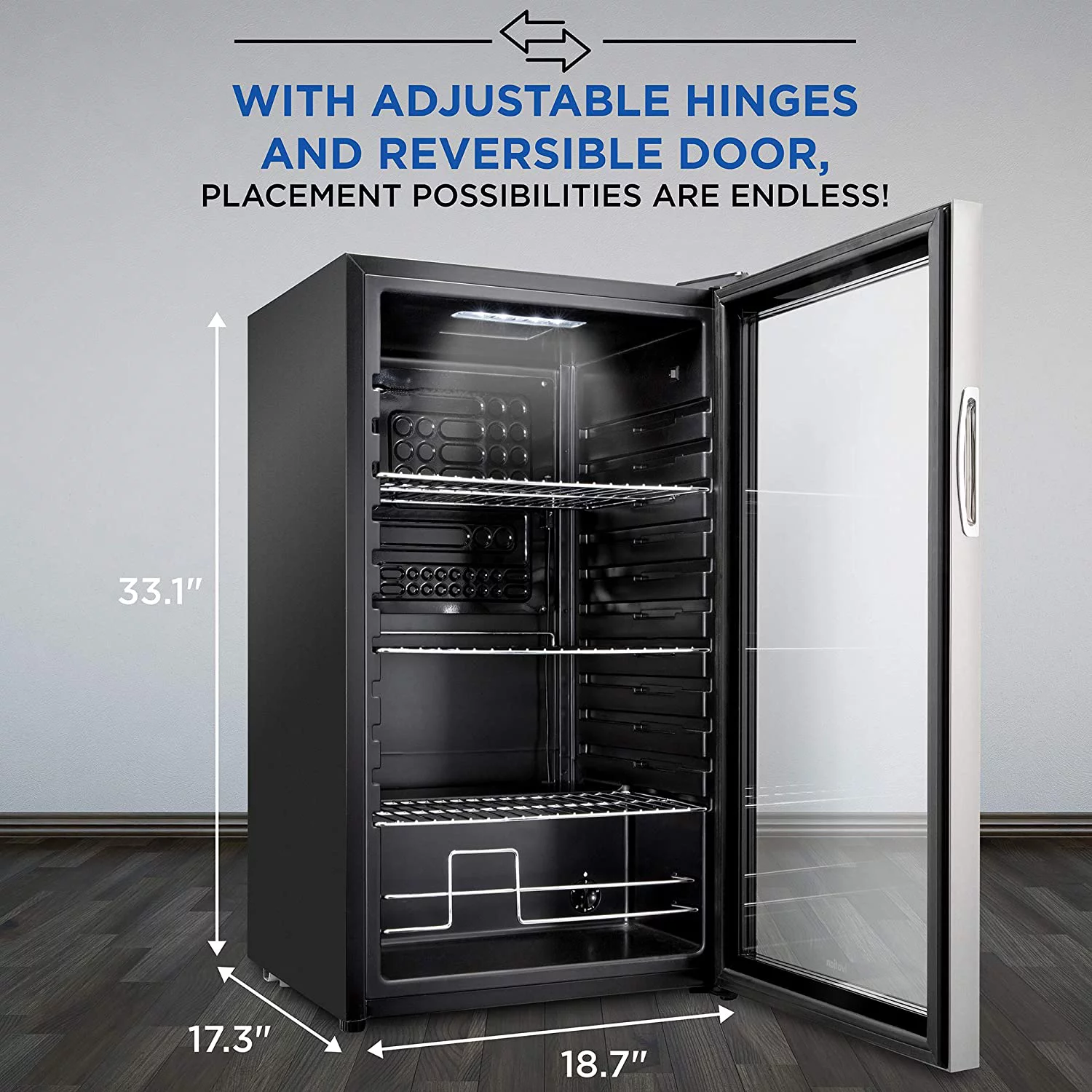 Ivation 126 Can Beverage Refrigerator, Freestanding Mini Fridge with Glass Door - Stainless Steel
