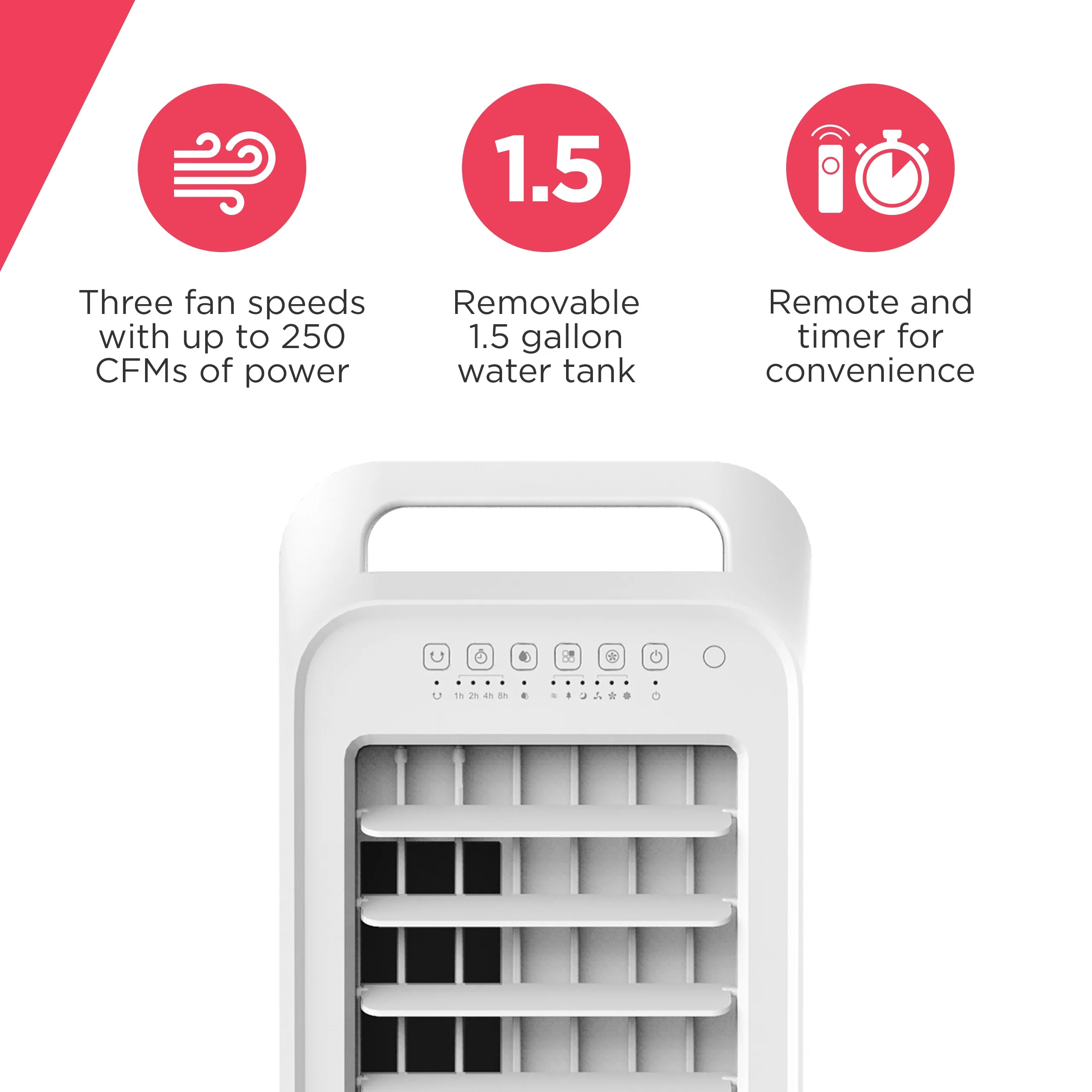 Frigidaire Personal Evaporative Air Cooler & Fan with Removable Water Tank, 3 Fan Settings, EC100WF