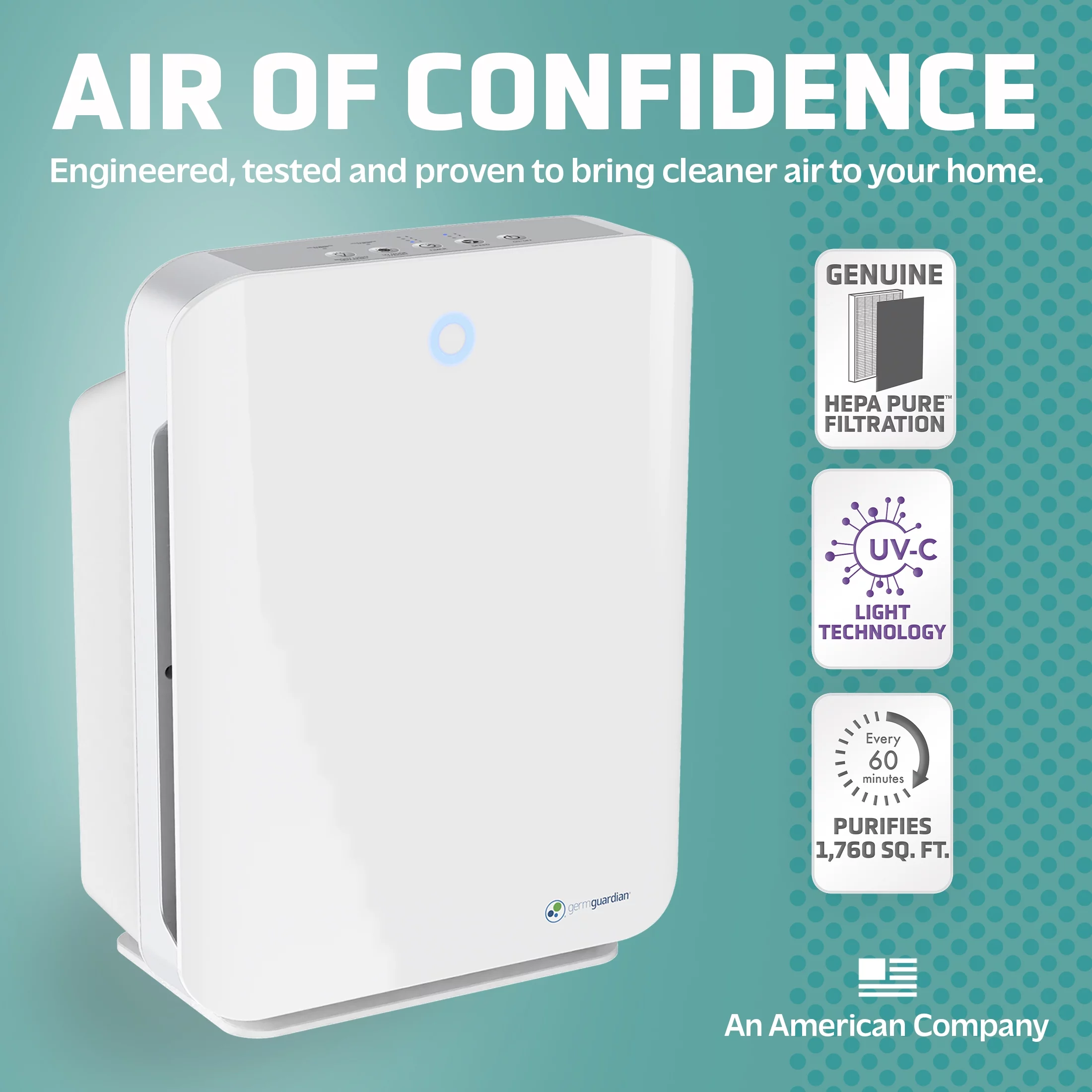 GermGuardian Air Purifier with HEPA Filter and UV-C, Removes, Odors, Mold, 1760 Sq. ft., AC5900WCA