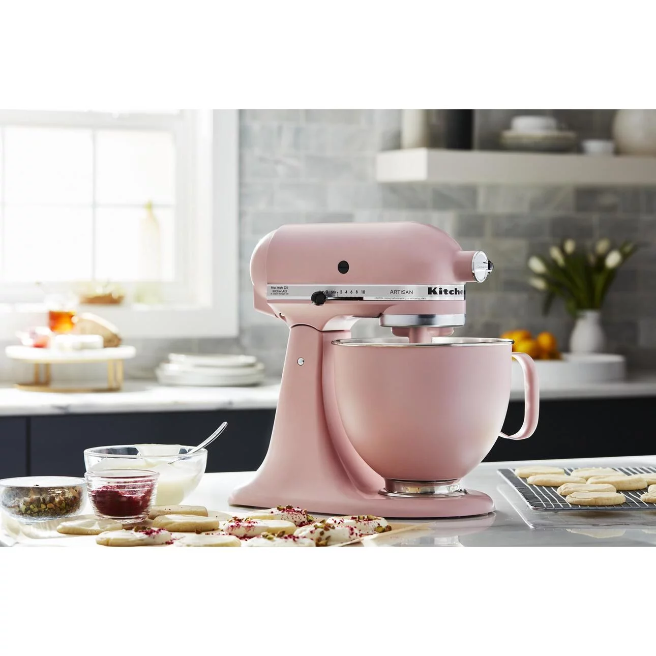 KitchenAid 5 Quart Tilt-Head Colorfast Finish Stainless Steel Bowl, Dried Rose, KSM5SSB
