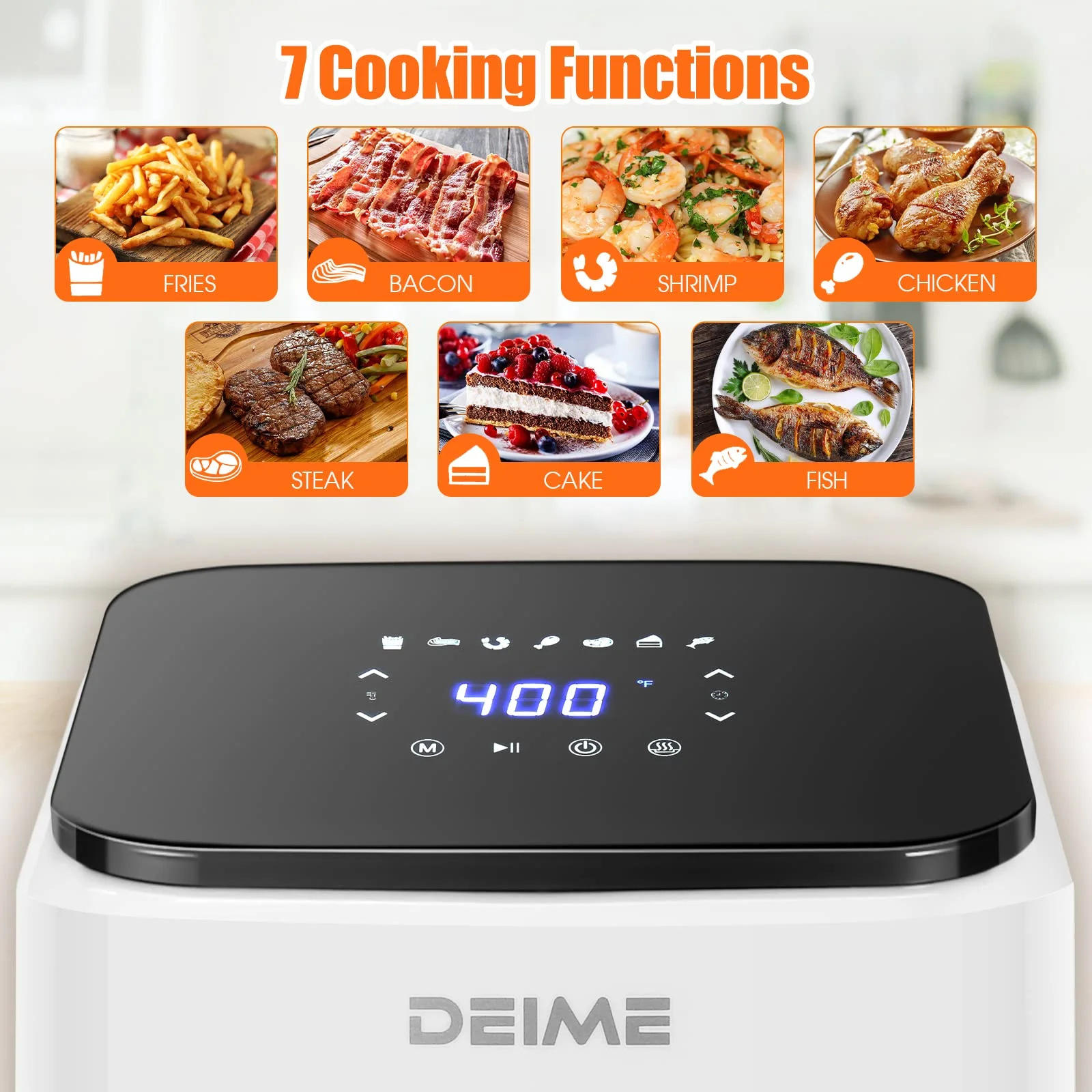 JSTUOKE Air Fryer 4.2 QT Oilless Hot AirFryer 1200W Healthy Cooker Small Oven with 7 Presets, Digital LCD Touch Screen, Visual Cooking Window, Non-Stick Basket, Included Recipe (White)