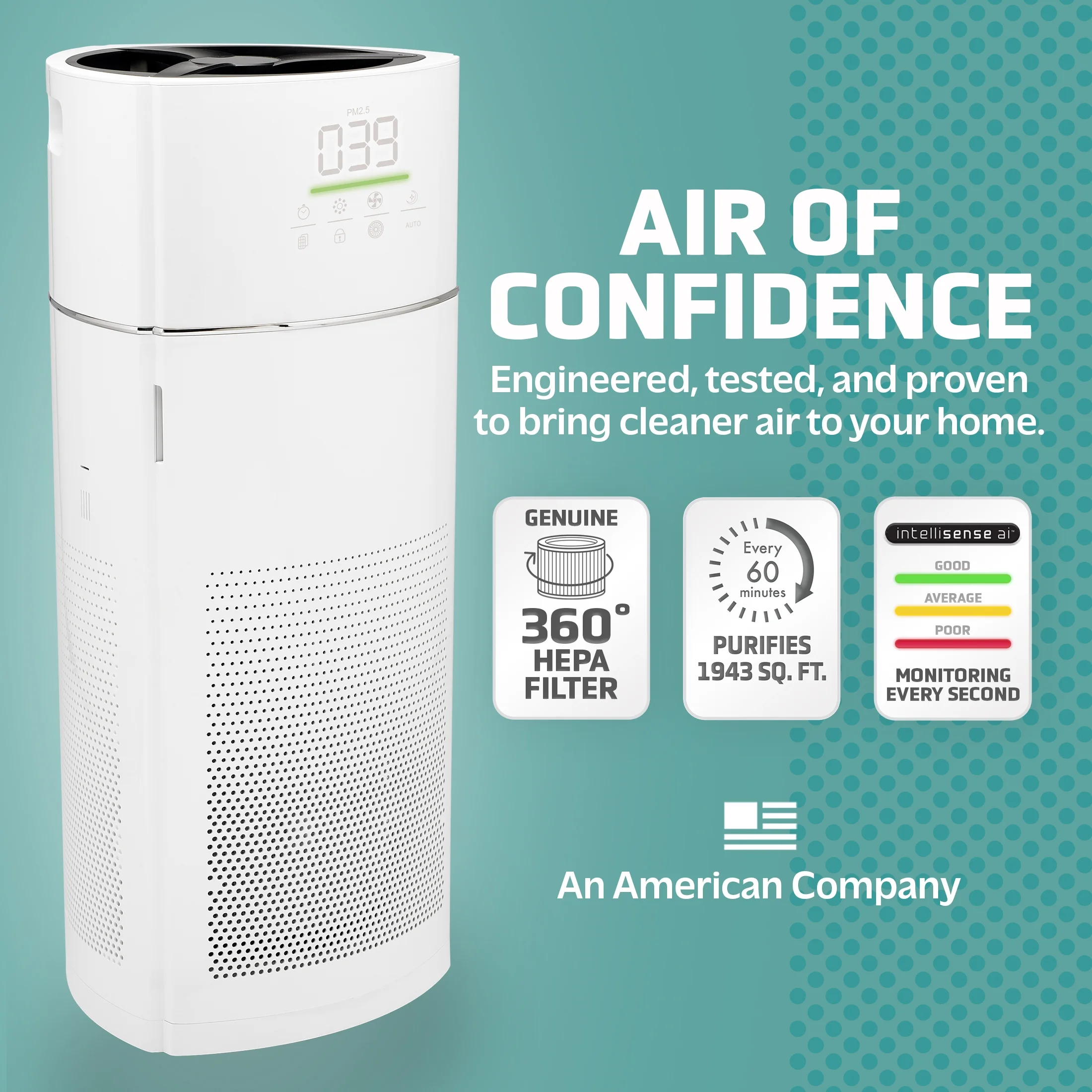 GermGuardian Air Purifier with HEPA Filter, Air Quality Monitor, Removes Pollutants, 402 Sq. ft, AC9400W