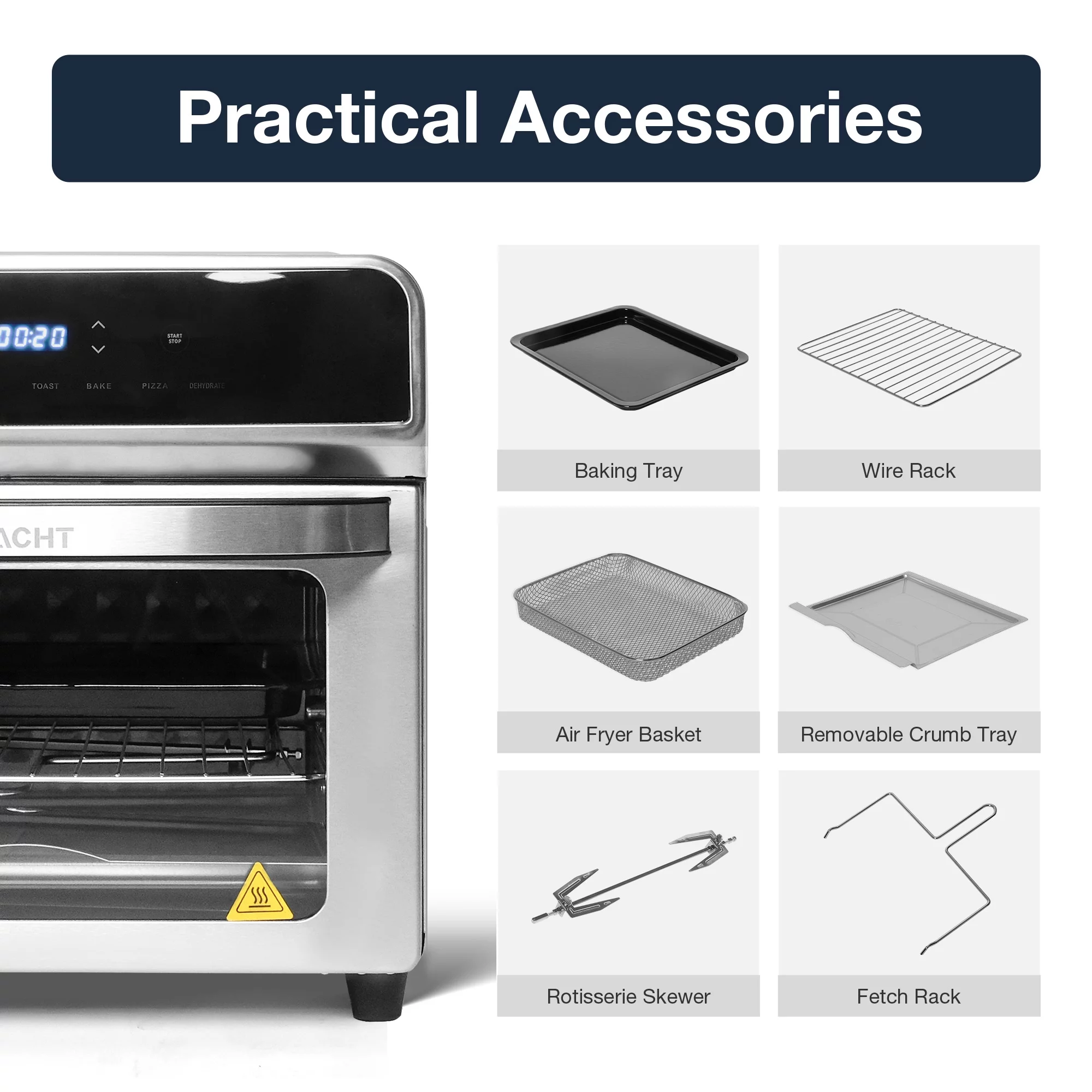 24 Quart Air Fryer Toaster Oven Convection Toaster Oven Airfryer 10 Cooking Functions Stainless Steel Kitchen Small Appliance 1700W Large Airfryer with 6 Accessories, Rotisserie