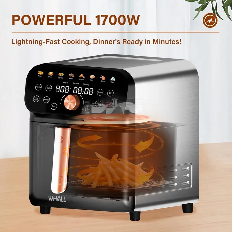 Air Fryer, 6QT Air Fryer Oven with LEDDigital Touchscreen,12-in-1 Cooking FunctionsAir fryers,Dishwasher-Safe Basket,StainlessSteel,1600W-Black and Golden