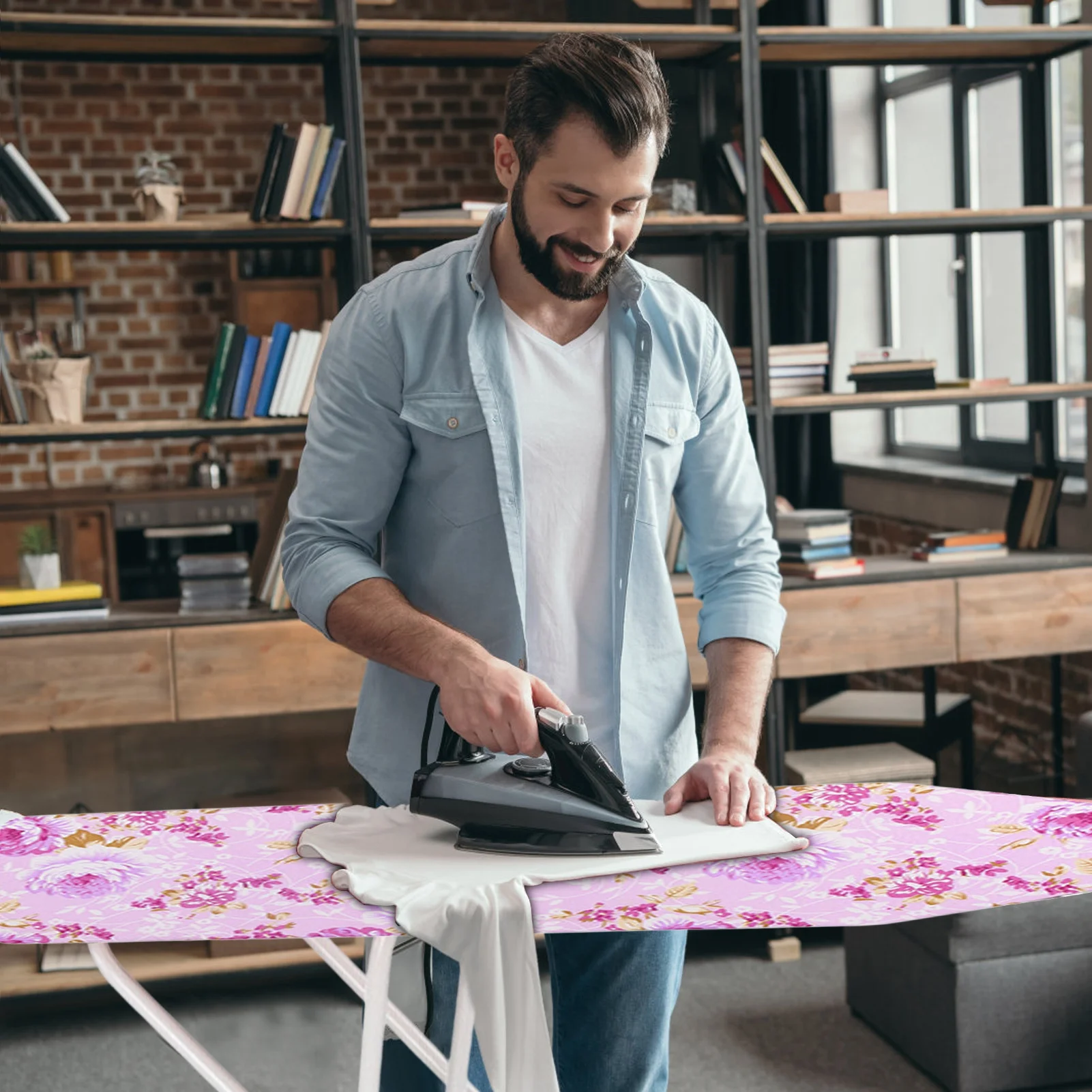 jiemuces 36 Inch Ironing Board Height Adjustable Smooth Edge Good Load-bearing Non-Slip Wear Resistant Ironing Clothes Extra-Wide Clothes with Folding Legs-Purple