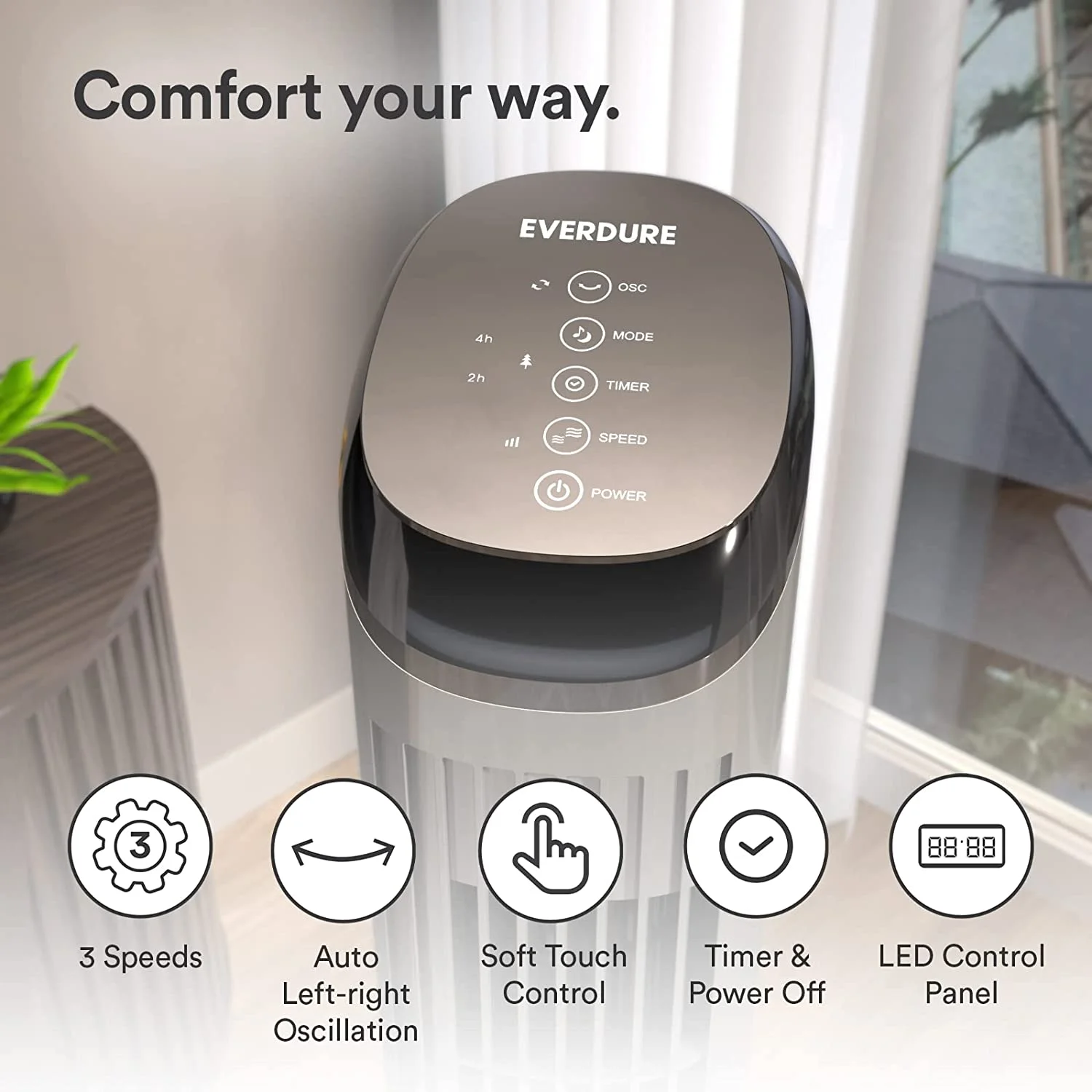 Everdure 45�� Oscillating Tower Fan with Remote Control