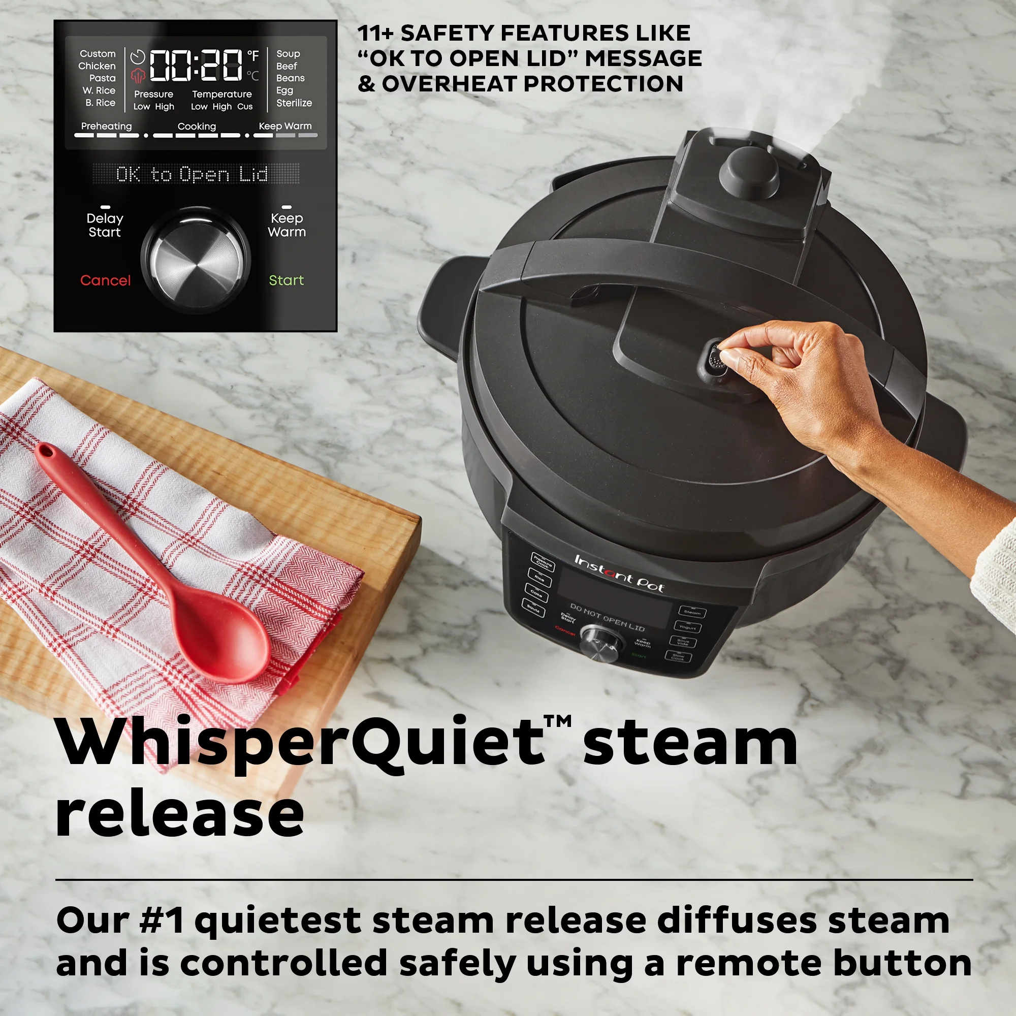 Instant Pot RIO Wide Plus 7.5 Qt Electric Multi-Cooker Pressure Cooker, 9-in-1 Functions and WhisperQuiet Steam Release