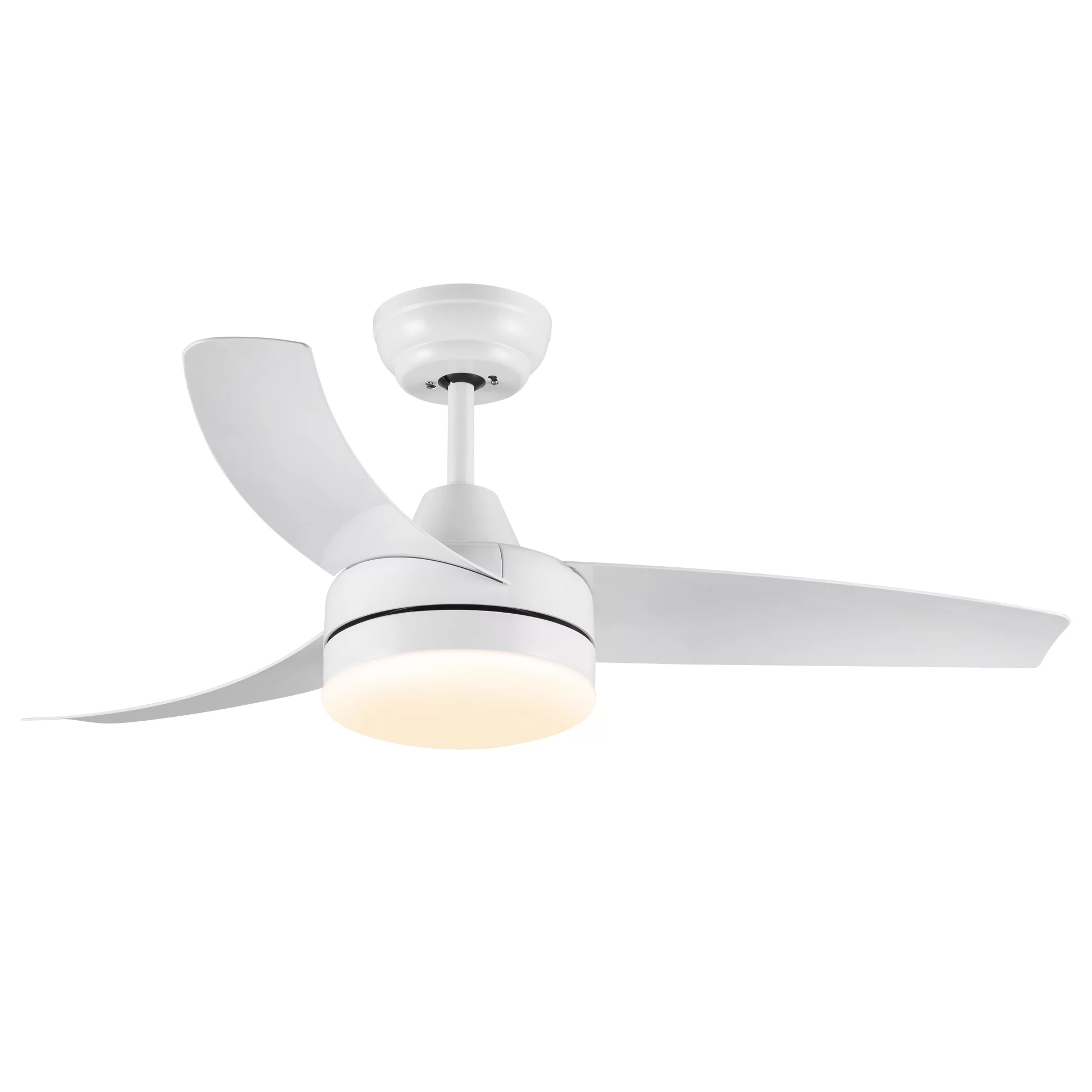 Fan Indoor and Outdoor Matte Ceiling Fan 3-Blade Smart Flush Mount Ceiling Fan 52in Matte Black with Integrated LED Light Kit and Remote Control White