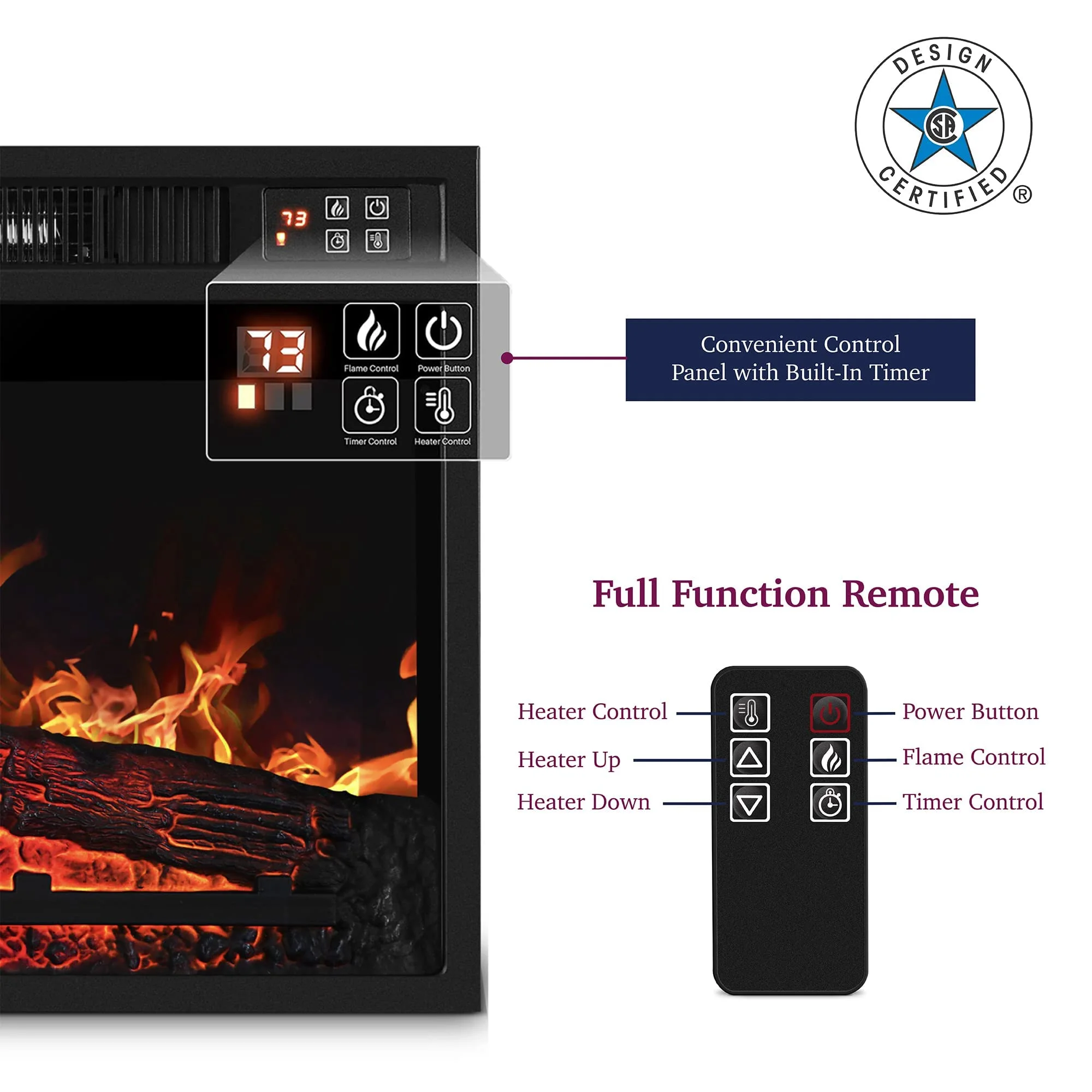 Fireplace TV Stand for 65' TV with LED Lights, Farmhouse Entertainment Center with 23' Electric Fireplace with Sliding Barn Door for Living Room, Brown