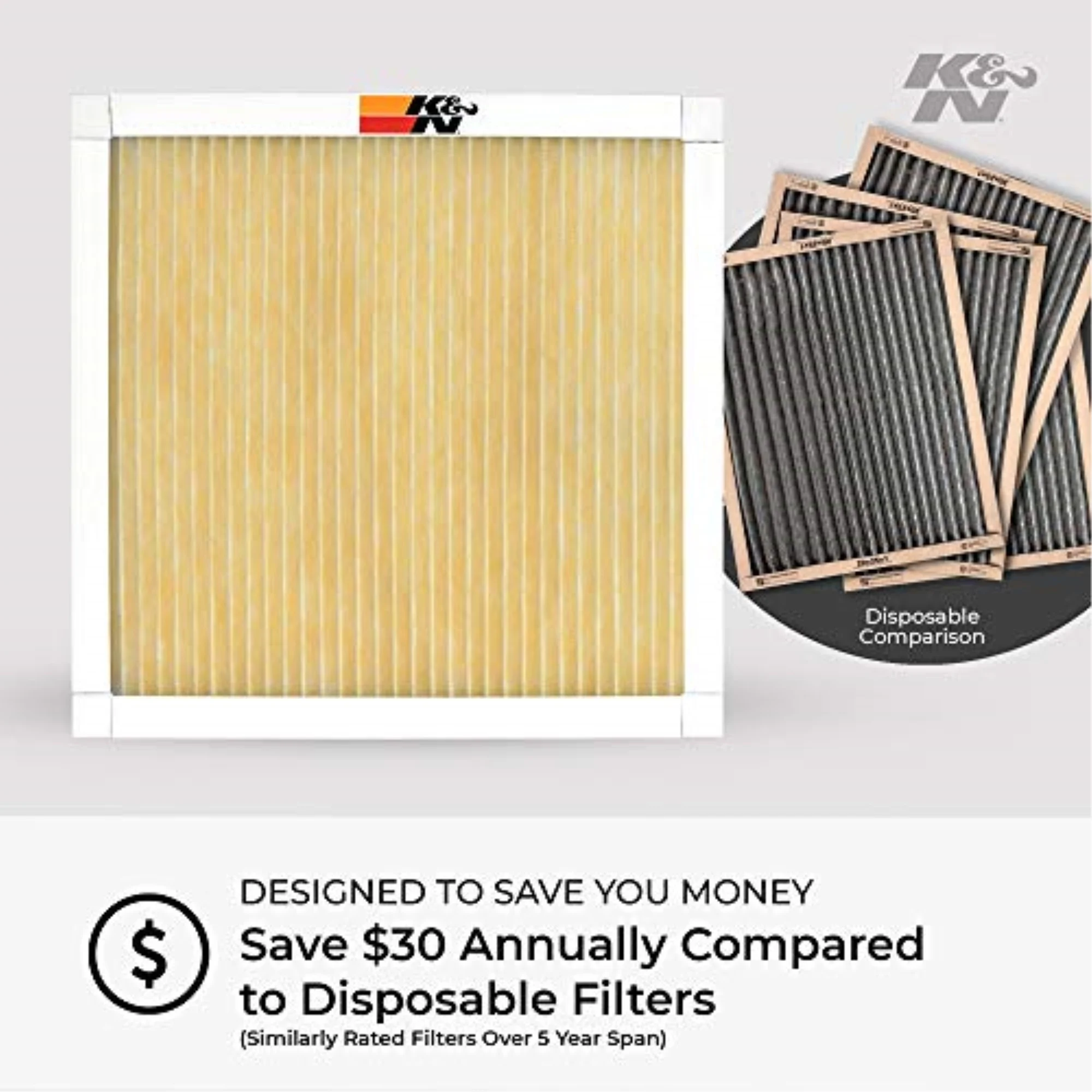 K&N 14x20x1 AC Furnace Air Filter; Lifetime Washable Reusable Filter; Merv 11; Filters Allergies, Pollen, Smoke, Dust, Pet Dander, Mold, Smog, and More; Breathe Clean Fresh Air: HVC-11420