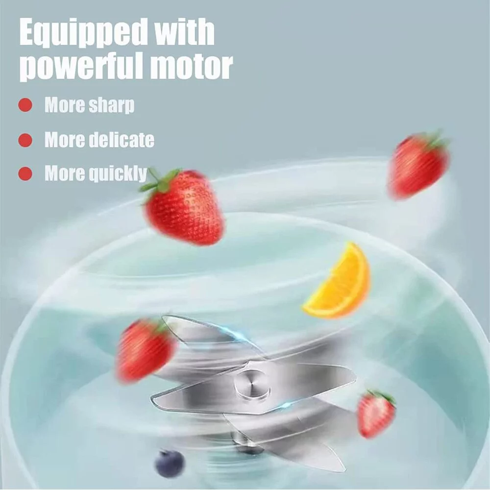 4 Blade Rechargeable Portable Blender Pink 400Ml Fruit Electric Juicer Squeezer Portable Juice Mixer Smoothie Blender Bottle