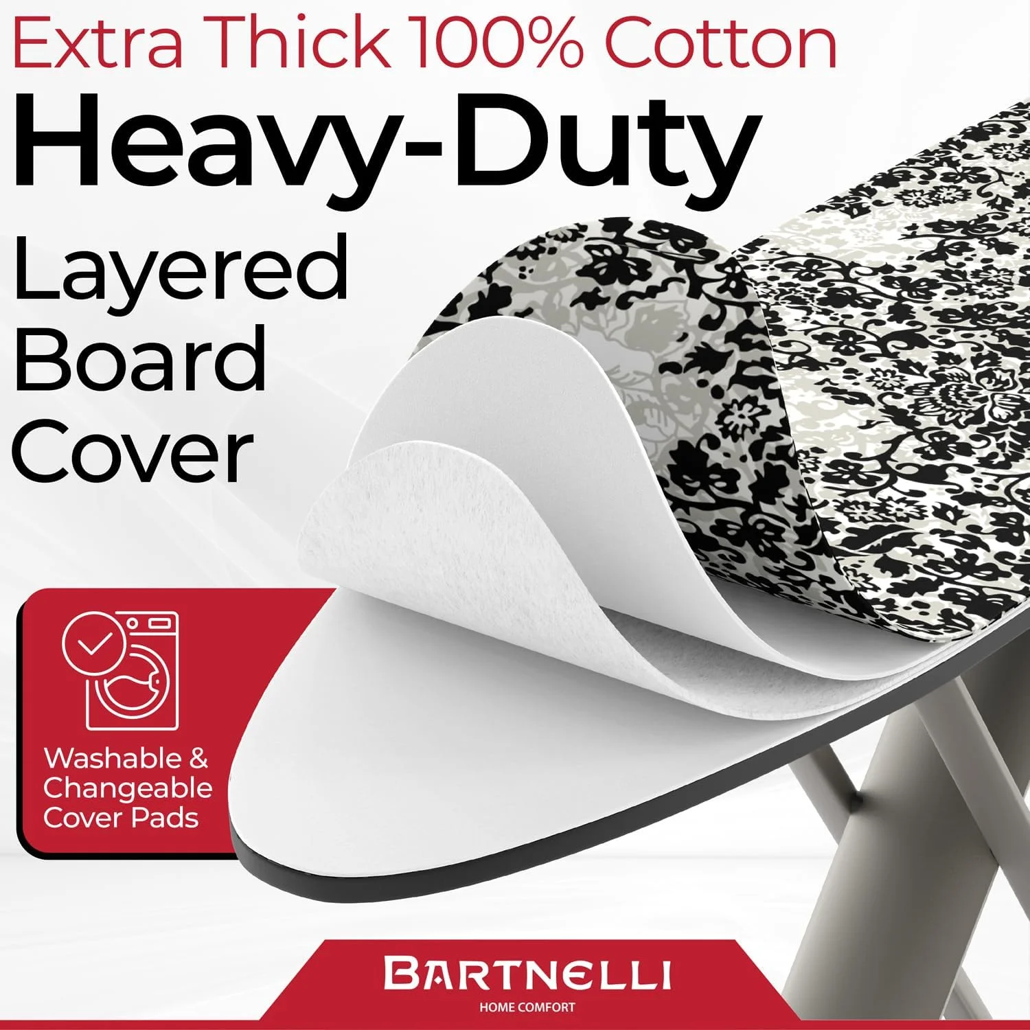 Bartnelli Pro Luxury Extra Wide Aluminum Ironing Board - Made in Europe