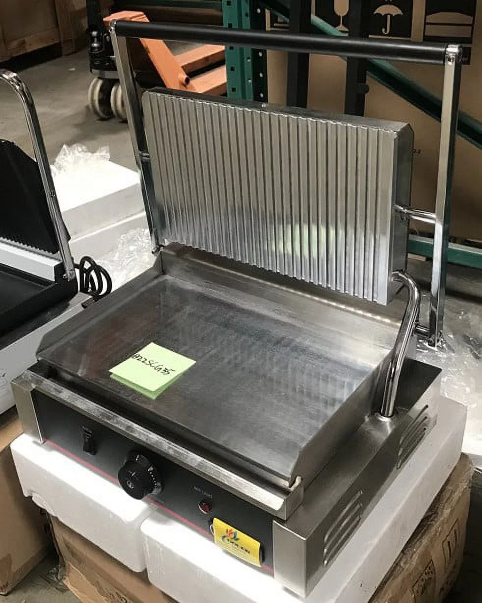 Big Single grooved flat SS Panini Grill 022SCG35
