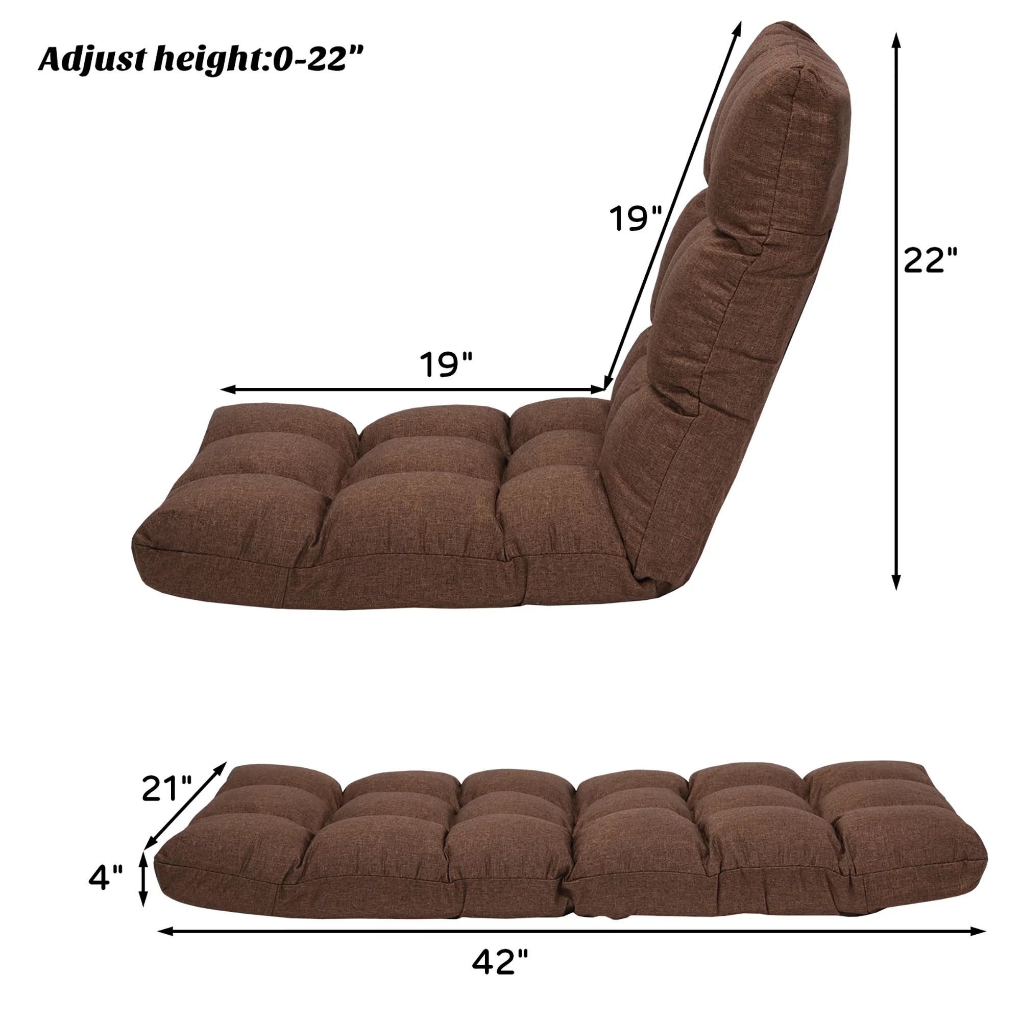 Costway Adjustable 14-Position Floor Chair Folding Lazy Gaming Sofa Lounge Chair Coffee