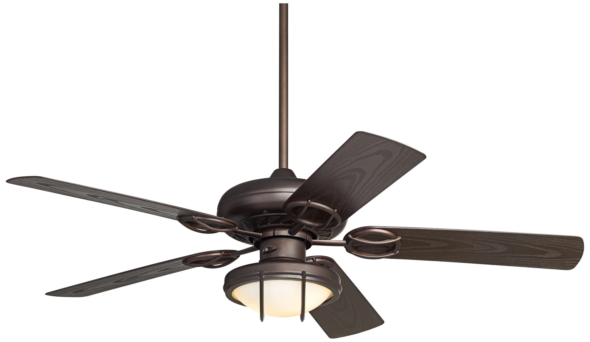 52' Casa Vieja Orb Rustic Indoor Outdoor Ceiling Fan with LED Light Kit Oil Rubbed Bronze Caged Frosted Glass Wet Rated for Patio Exterior House Porch