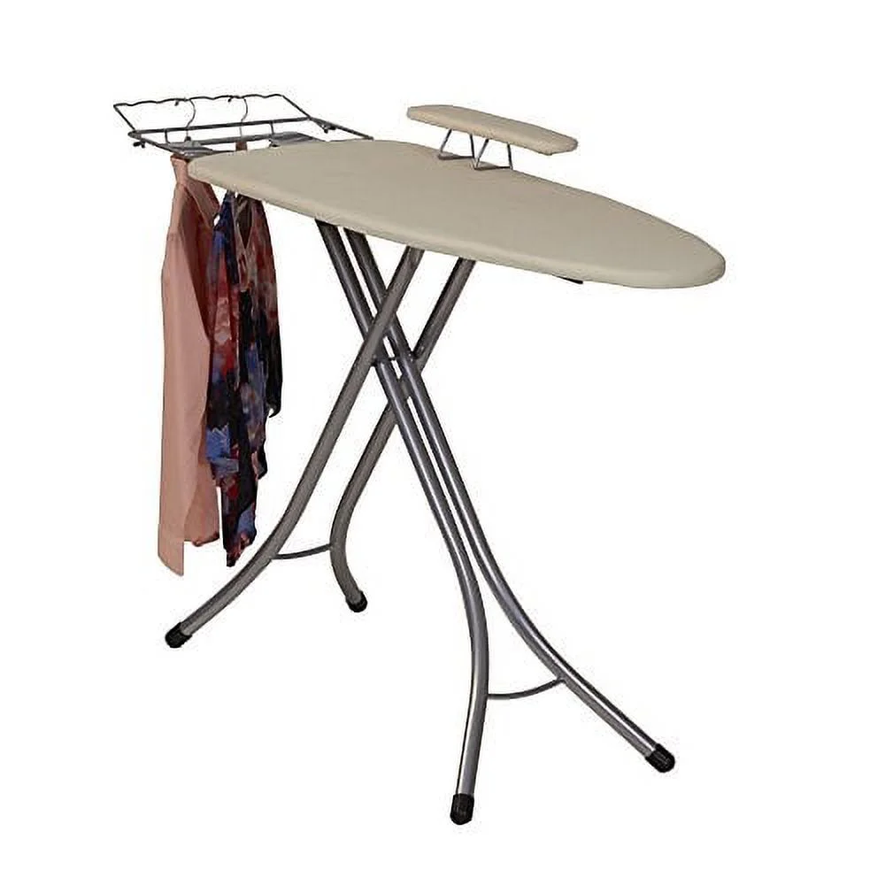 Household Essentials Pressing Station Steel Top Wide Ironing Board with Iron Rest and Sleeve Board