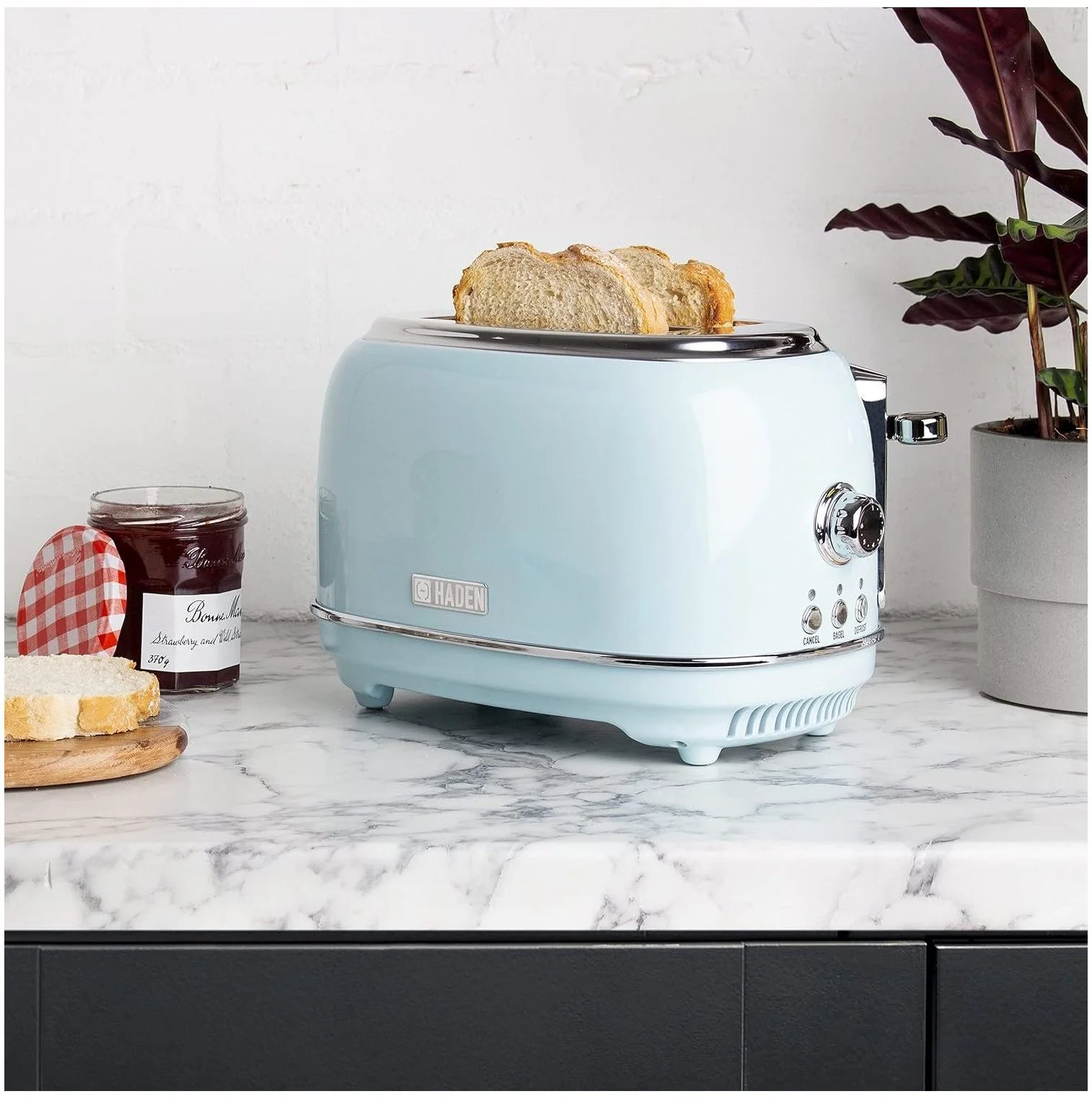 BULYAXIA 2 Slice Toaster, Wide Slot with Removable Crumb Tray and Settings, Turquoise
