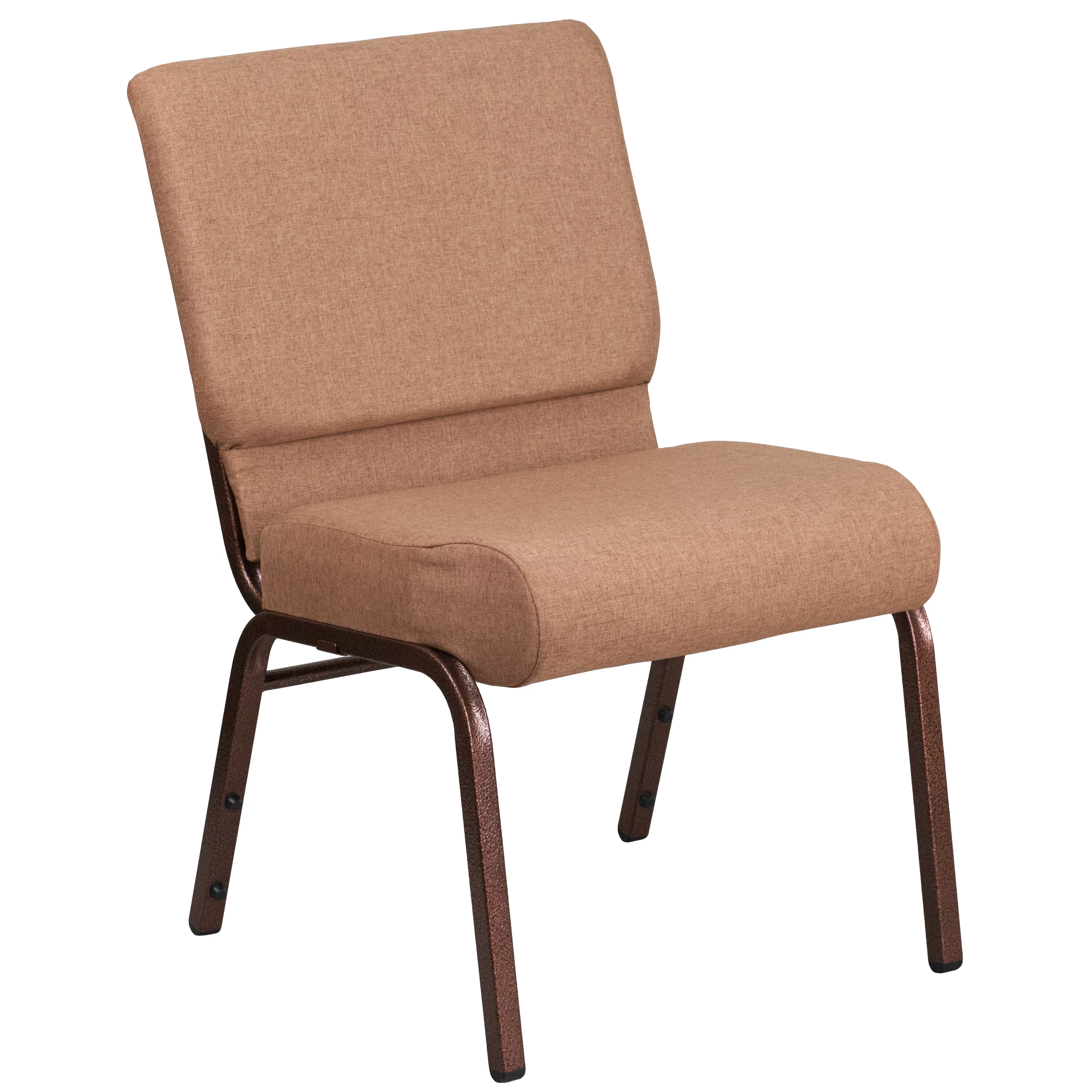Emma + Oliver 21'W Stacking Church Chair in Caramel Fabric - Copper Vein Frame