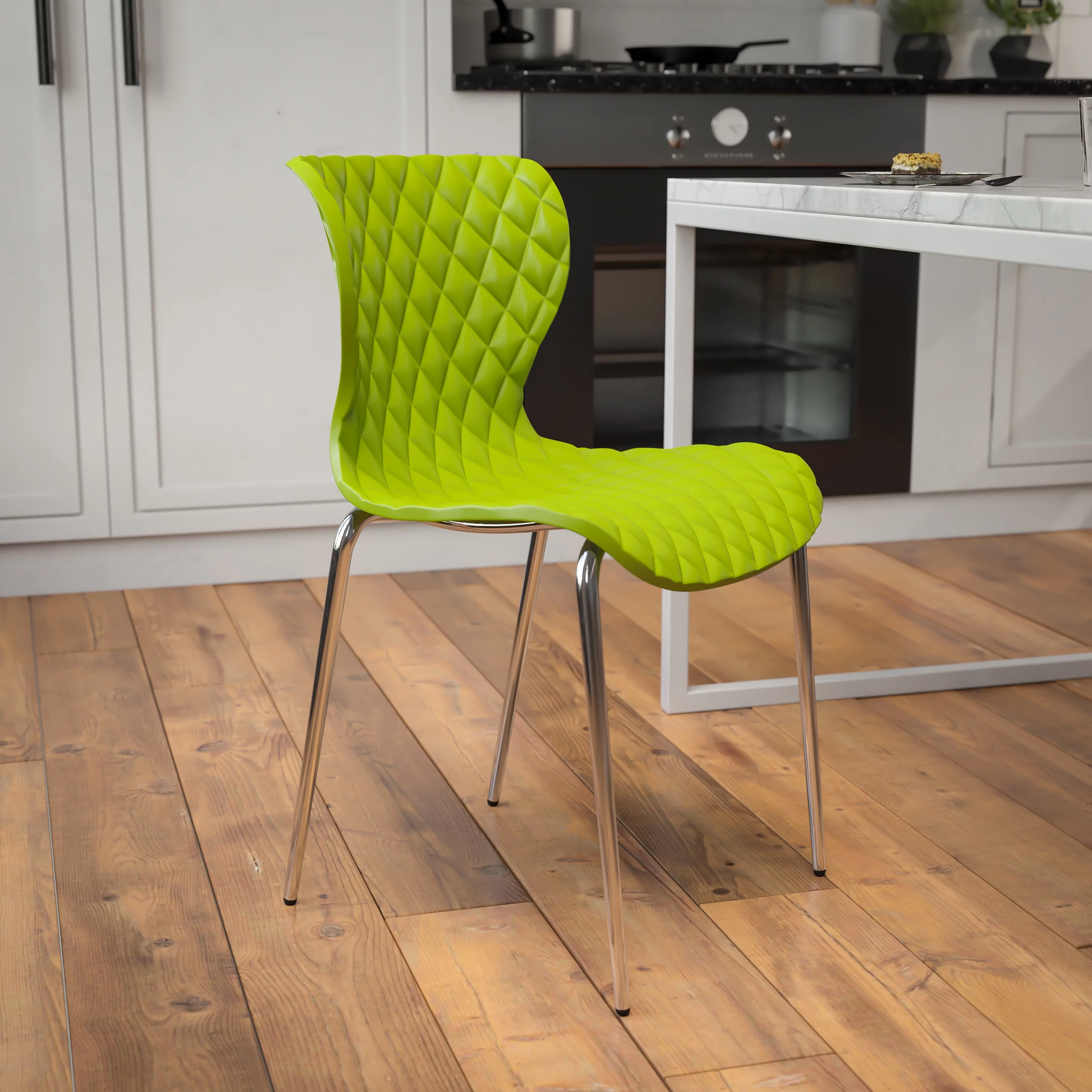 Flash Furniture 4 Pack Lowell Contemporary Design Citrus Green Plastic Stack Chair