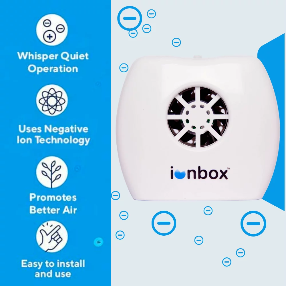 IonPacific ionbox, Negative Ion Generator with Highest Output - Up to 20 Million Negative Ions/Sec, Filterless Mobile Ionizer & Travel Air Purifier USB, Eliminates: Pollutants, Allergens, Mold, Germs