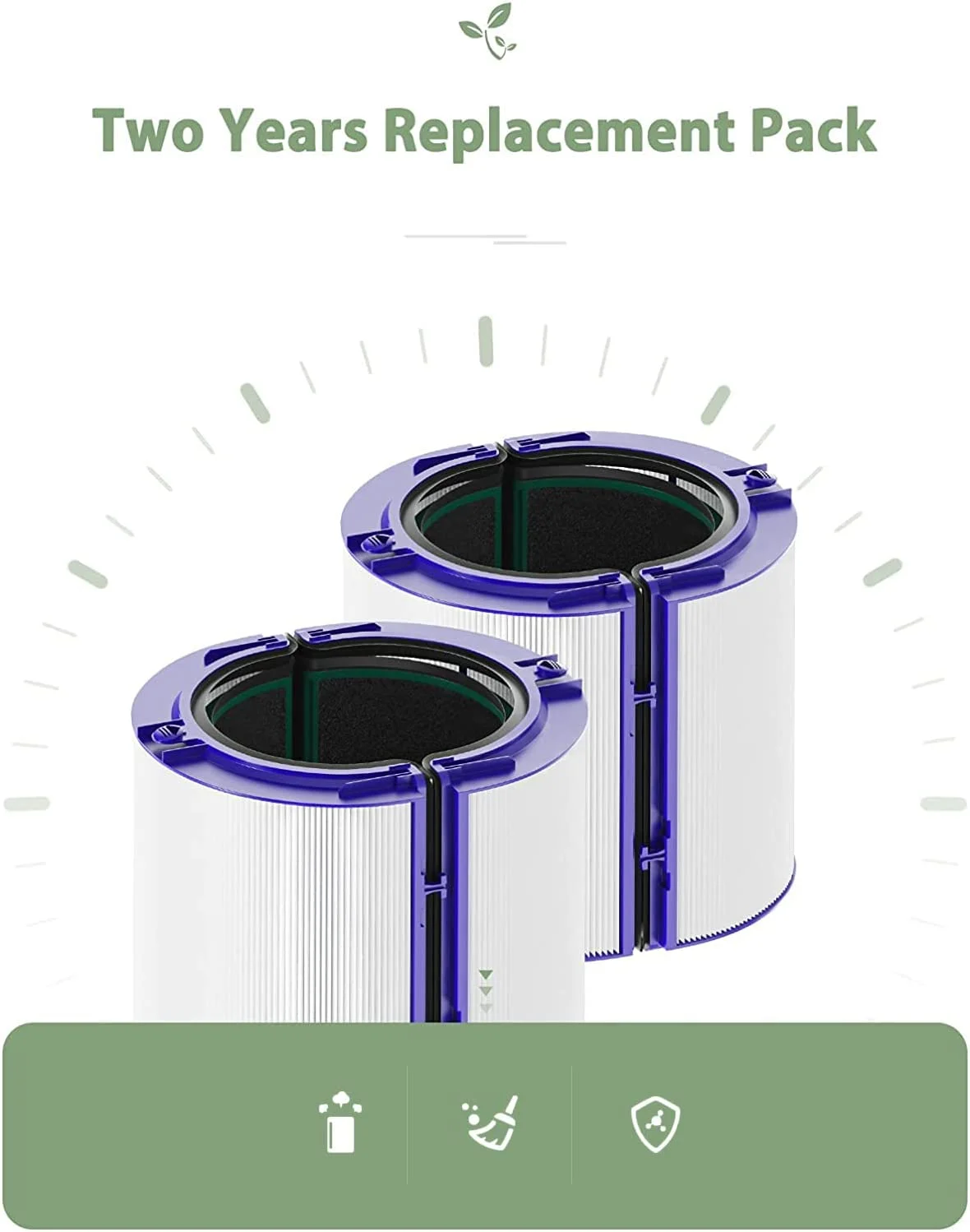 FRESHLAB 2 Pack HP04 HEPA Filter Replacement for Dyson TP04 DP04 DP05 TP05 Air Purifier Fan Filter, 360 Combi Glass HEPA Carbon Filter, #969048-01, 968707-04, 968708-04