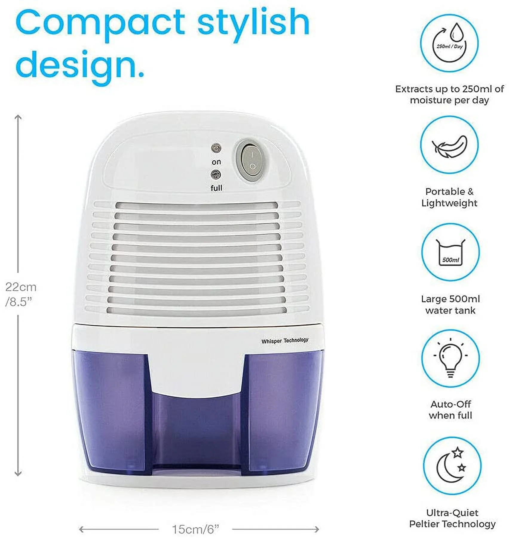 500ml Electric Dehumidifier Mini Air Dehumidifier Air Dryer Condensation for Damp Mould Moisture