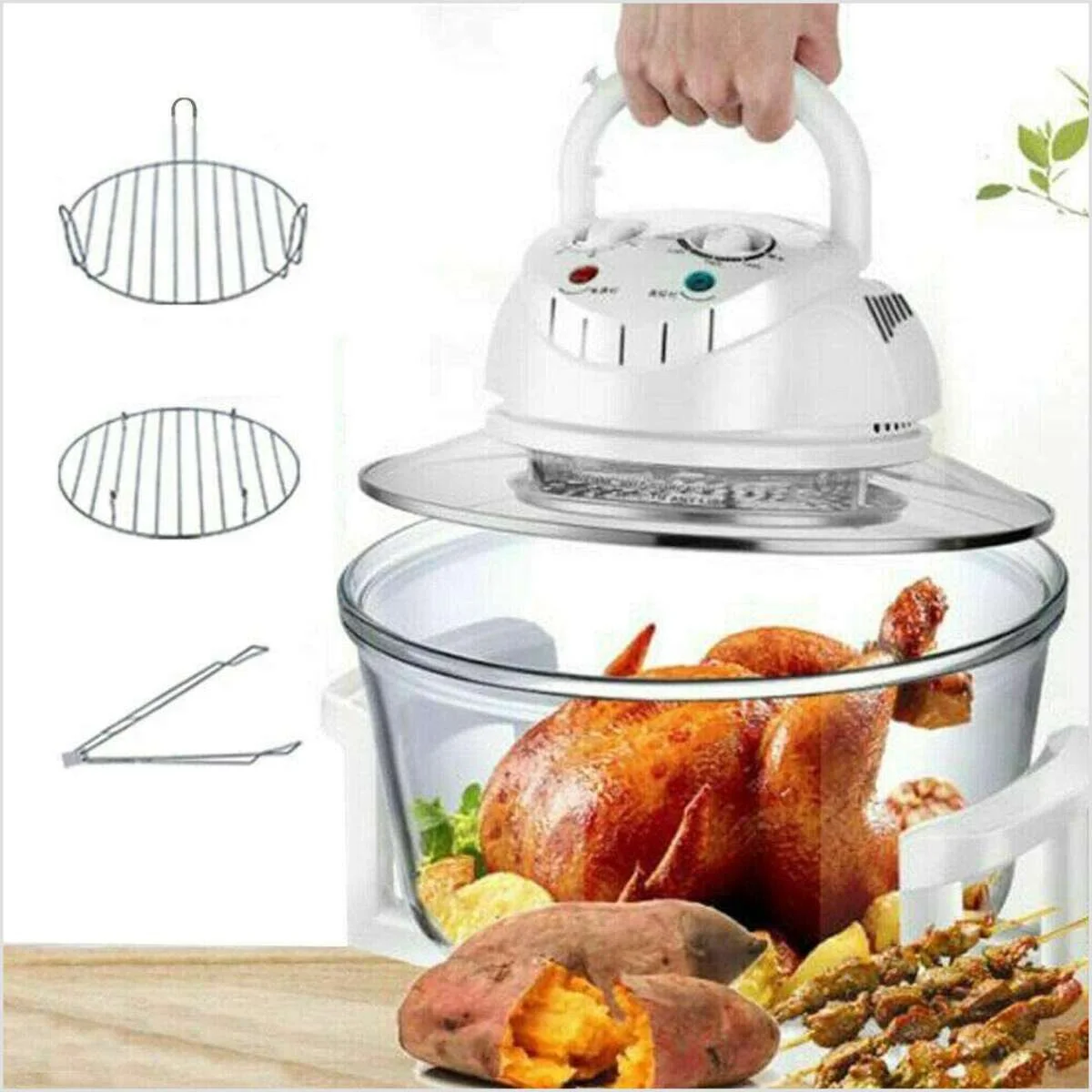 Glass Air Fryer Glass Infrared Convection Oven Roaster 360�� Heating Cooker 17L