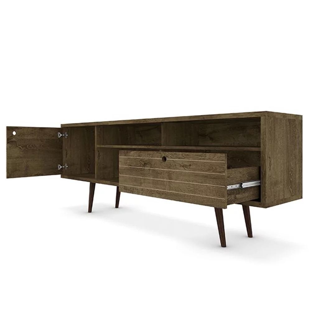 70.86 in. Mid Century - Modern TV Stand with 4 Shelving Spaces and 1 Drawer