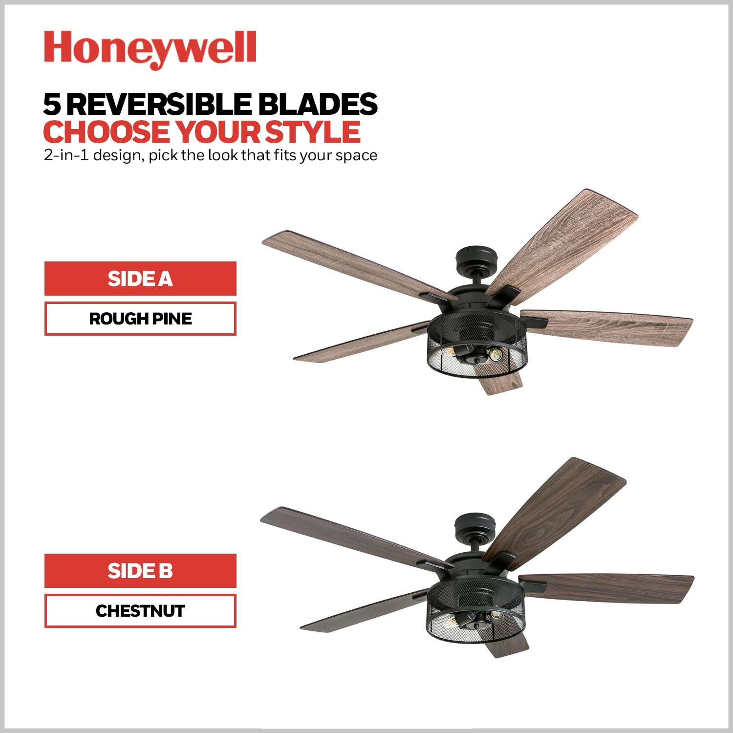 Honeywell Carnegie 52' Matte Black Ceiling Fan with Lights and Remote Control