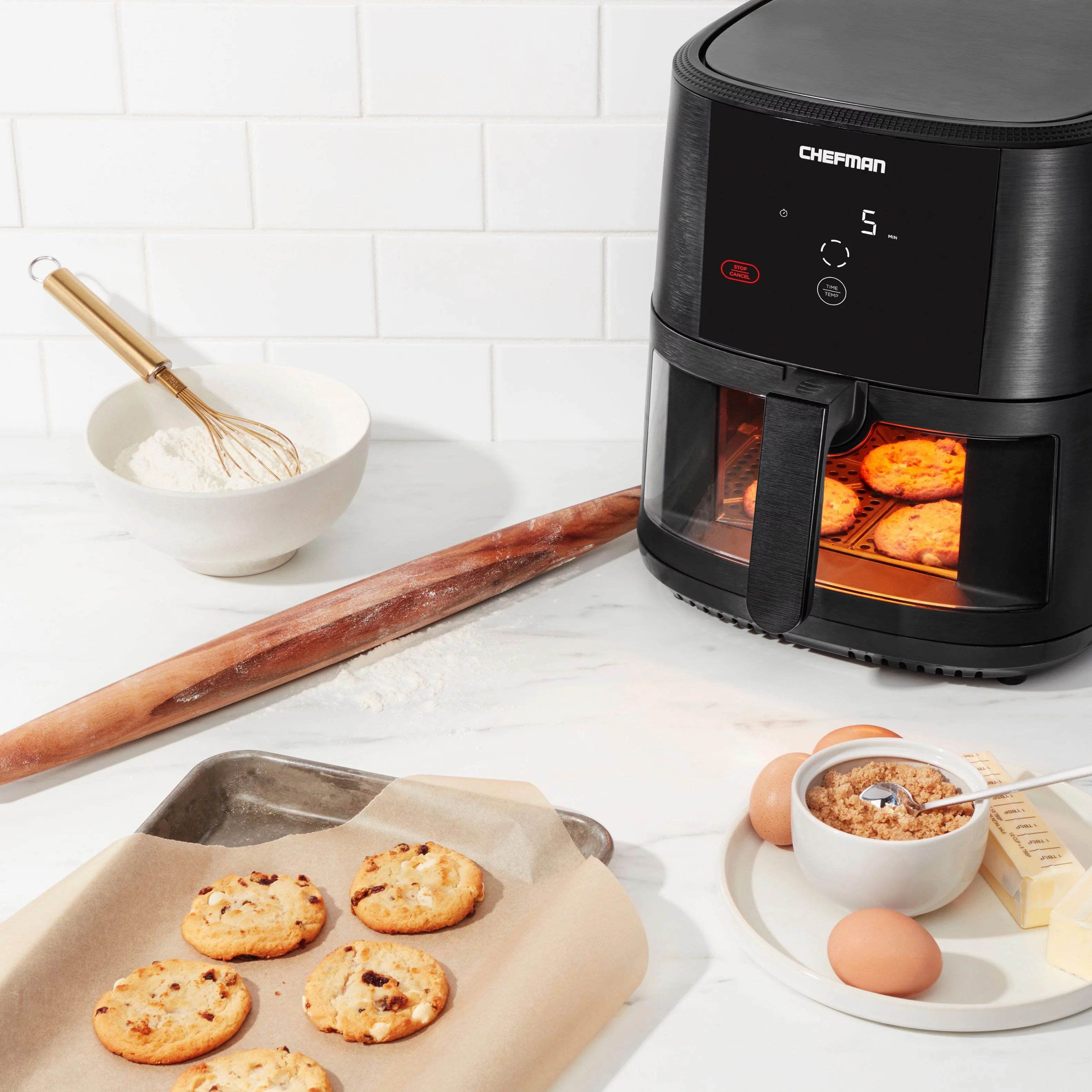 Chefman TurboTouch 8Qt Air Fryer, Easy View with Basket Window, Black