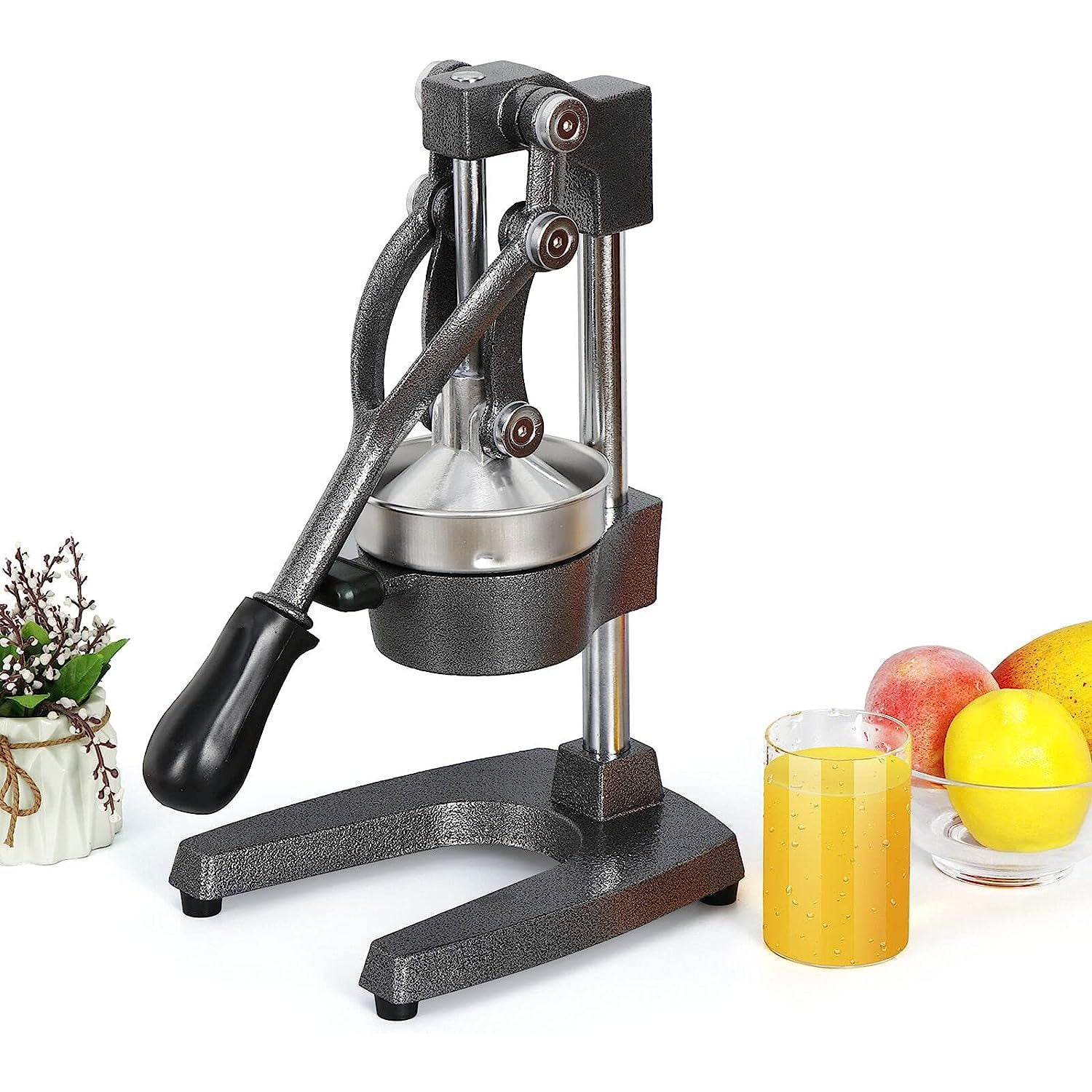HElectQRIN Black Hand Press Pro Manual Citrus Fruit Lemon Juicer Juice Squeezer