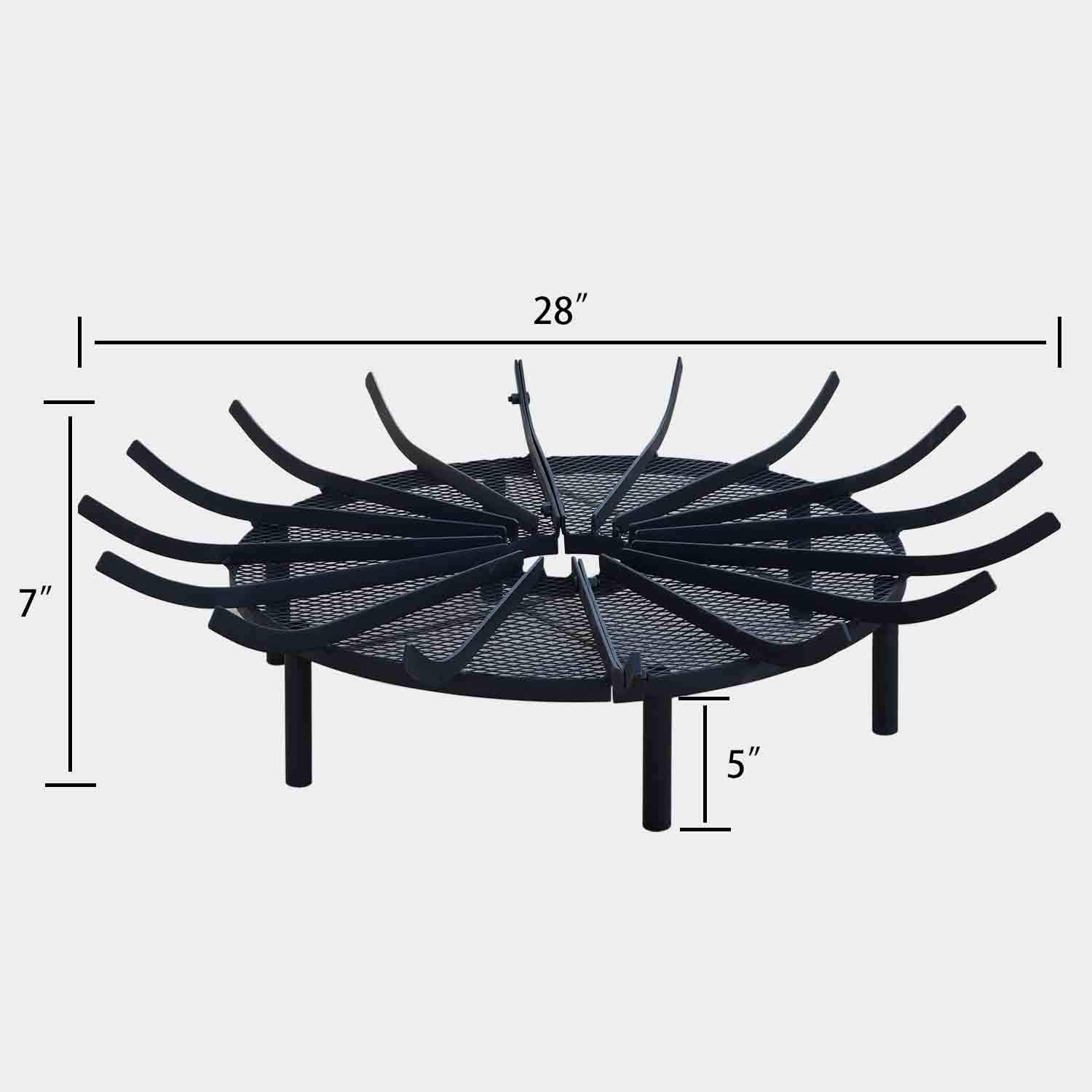 Aoodor 28''Fire Grate Log Grate, Round Spider Wagon Wheel Firewood Grates, Heavy Duty Fire Pit - Black