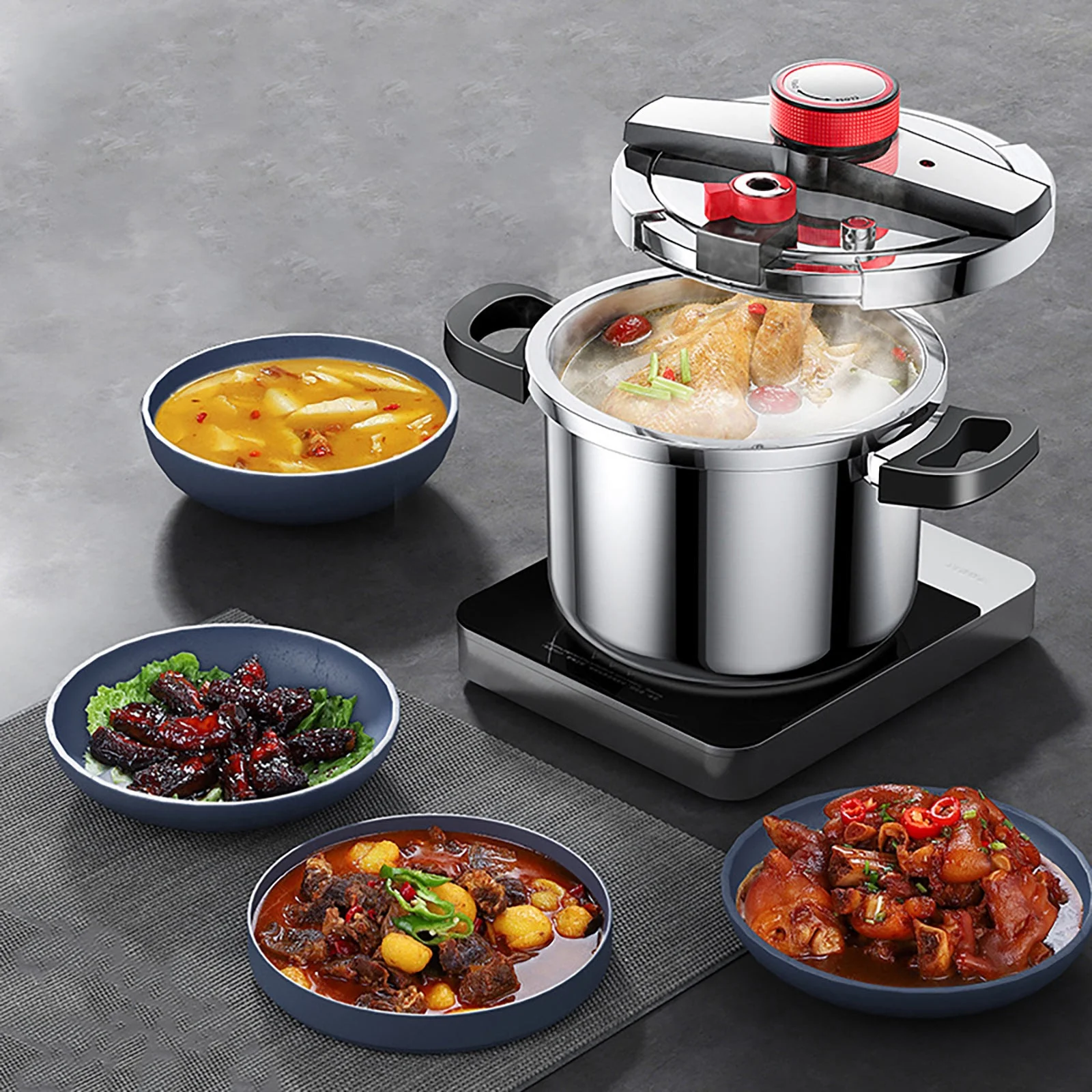 Jieluotekeji 304 Stainless Steel Pressure Cooker, 6L Household Thickened Explosion-proof Pressure Cooker, Three Level Stewing And Energy-saving Cookware