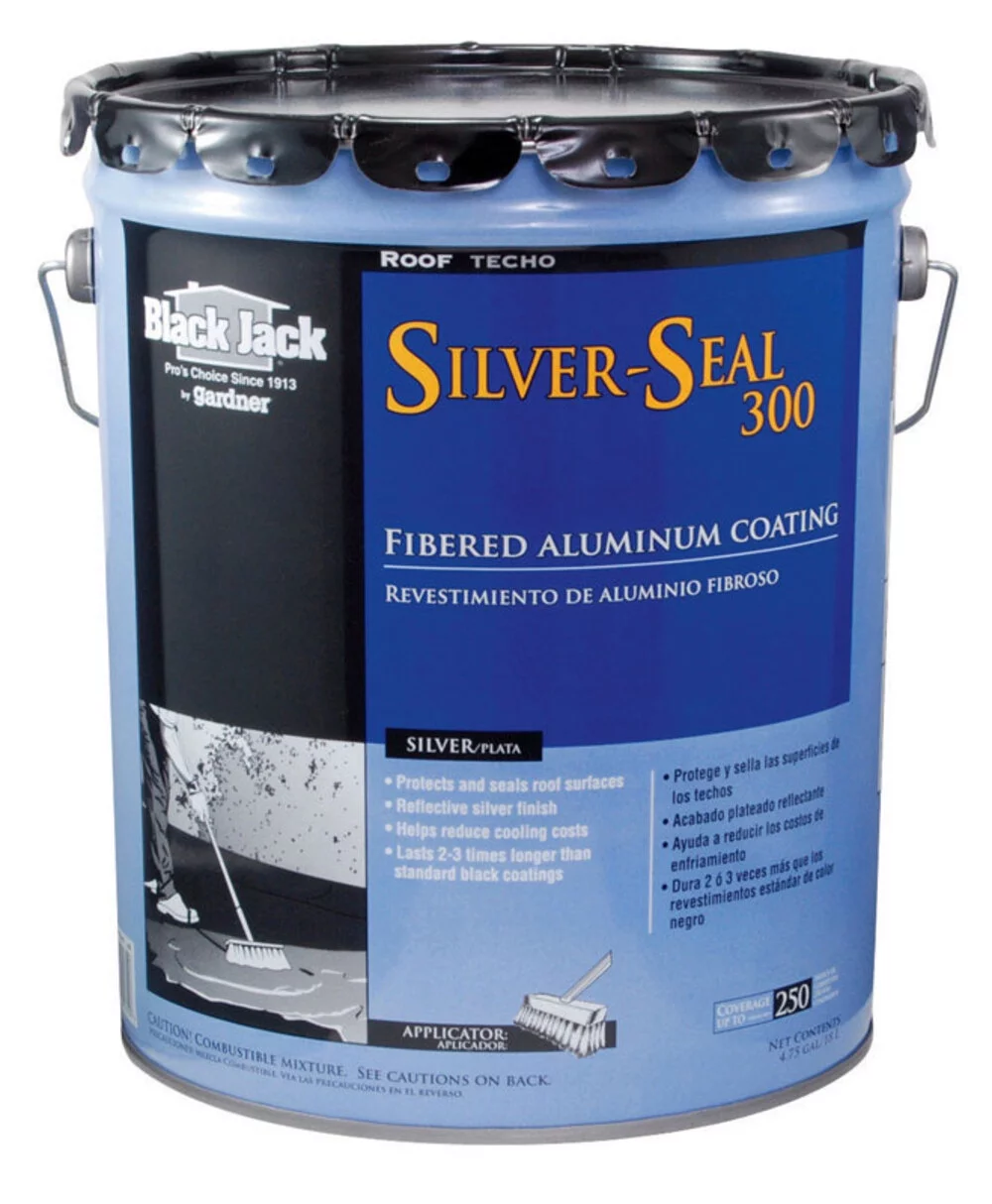 Black Jack 5175-A-30 Roof Coating Silver Seal 300 Gloss Silver Fibered Aluminum 4.75 gal Silver