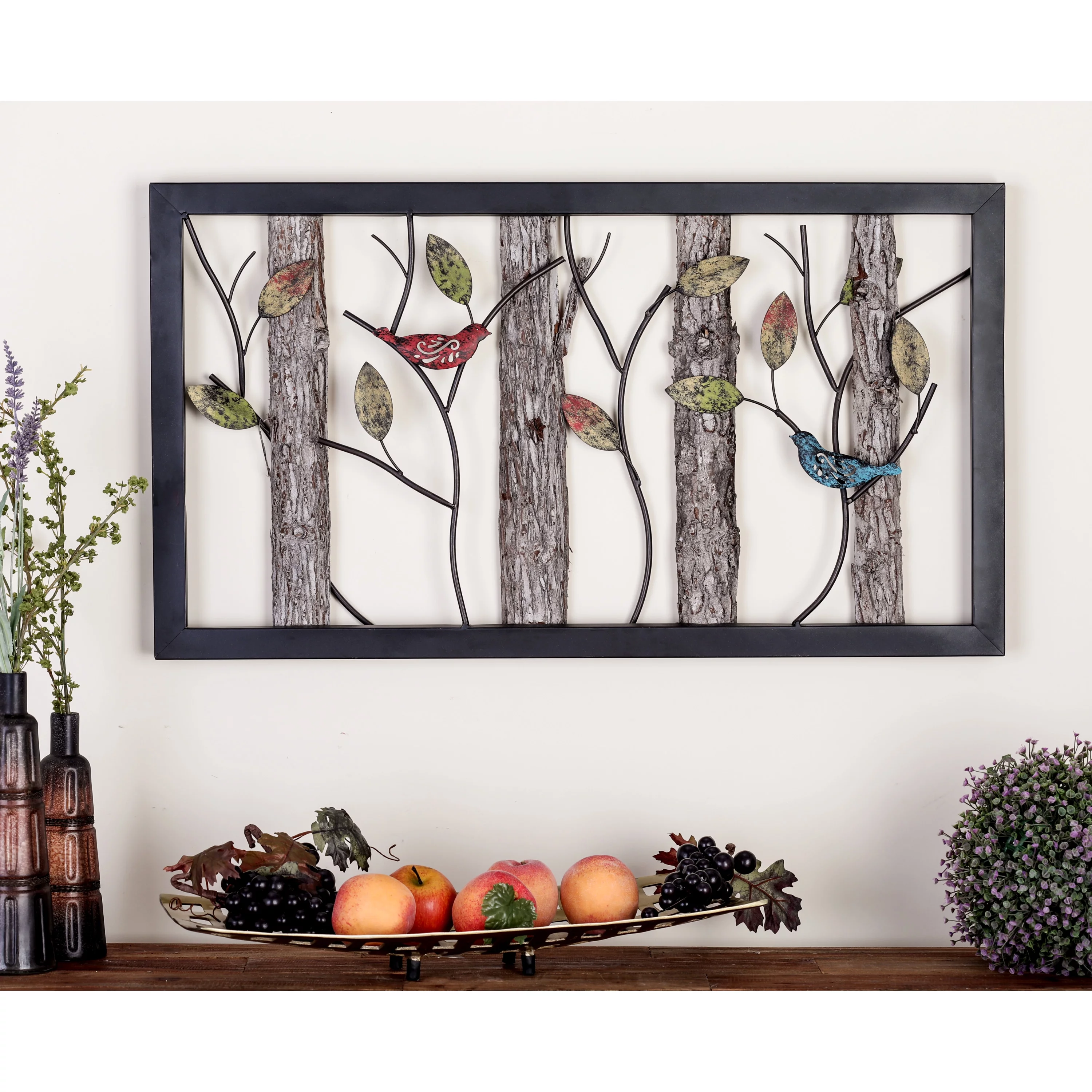 DecMode Black Metal Bird Wall Decor