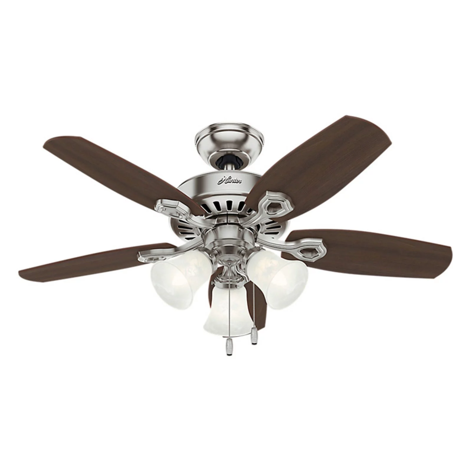 Hunter 42 Inch Traditional Builder Ceiling Fan with 3 LED Lights, Brushed Nickel