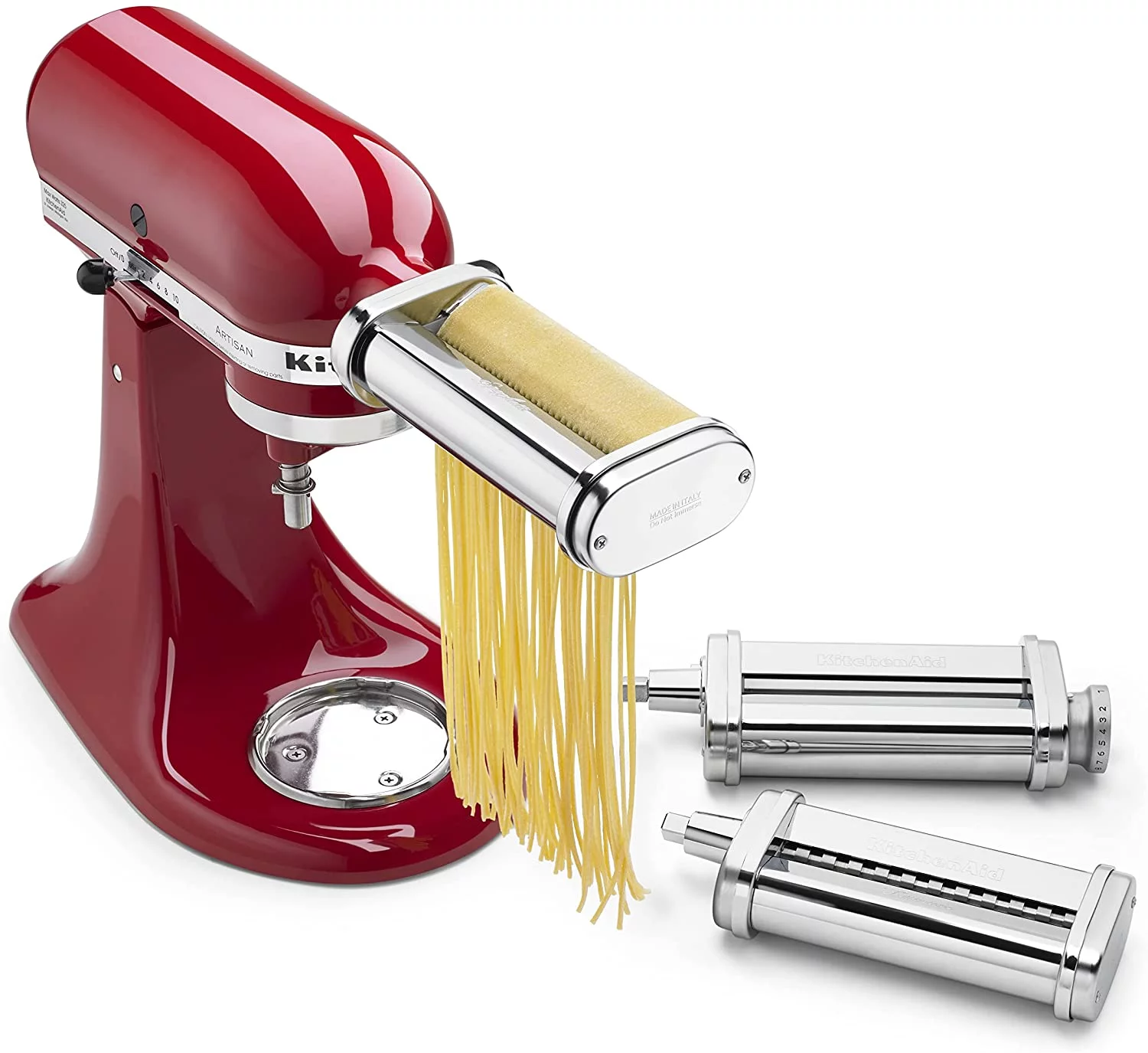 KitchenAid KSMPEXTA Gourmet Pasta Press Attachment with 6 Interchangeable Pasta Plates White