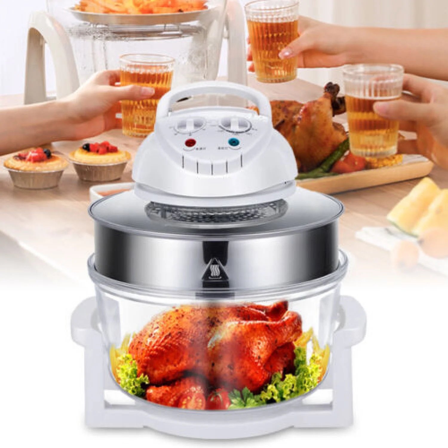 17L Air Fryer Glass Infrared Convection Oven Roaster Glass 360�� Heating Cooker