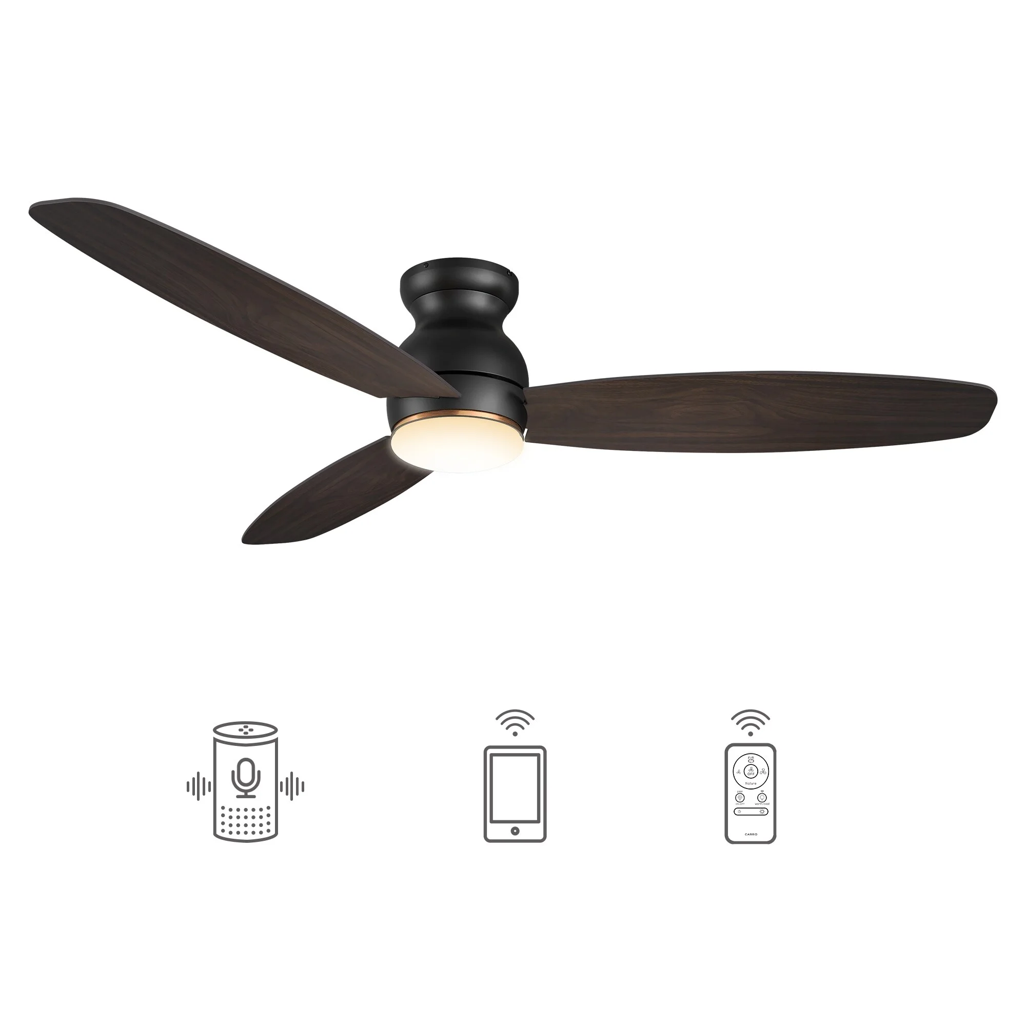 CARRO Quest 60-inch Indoor/Outdoor Smart Ceiling Fan , Dimmable LED Light Kit & Remote, Works with Alexa/Google Home/Siri