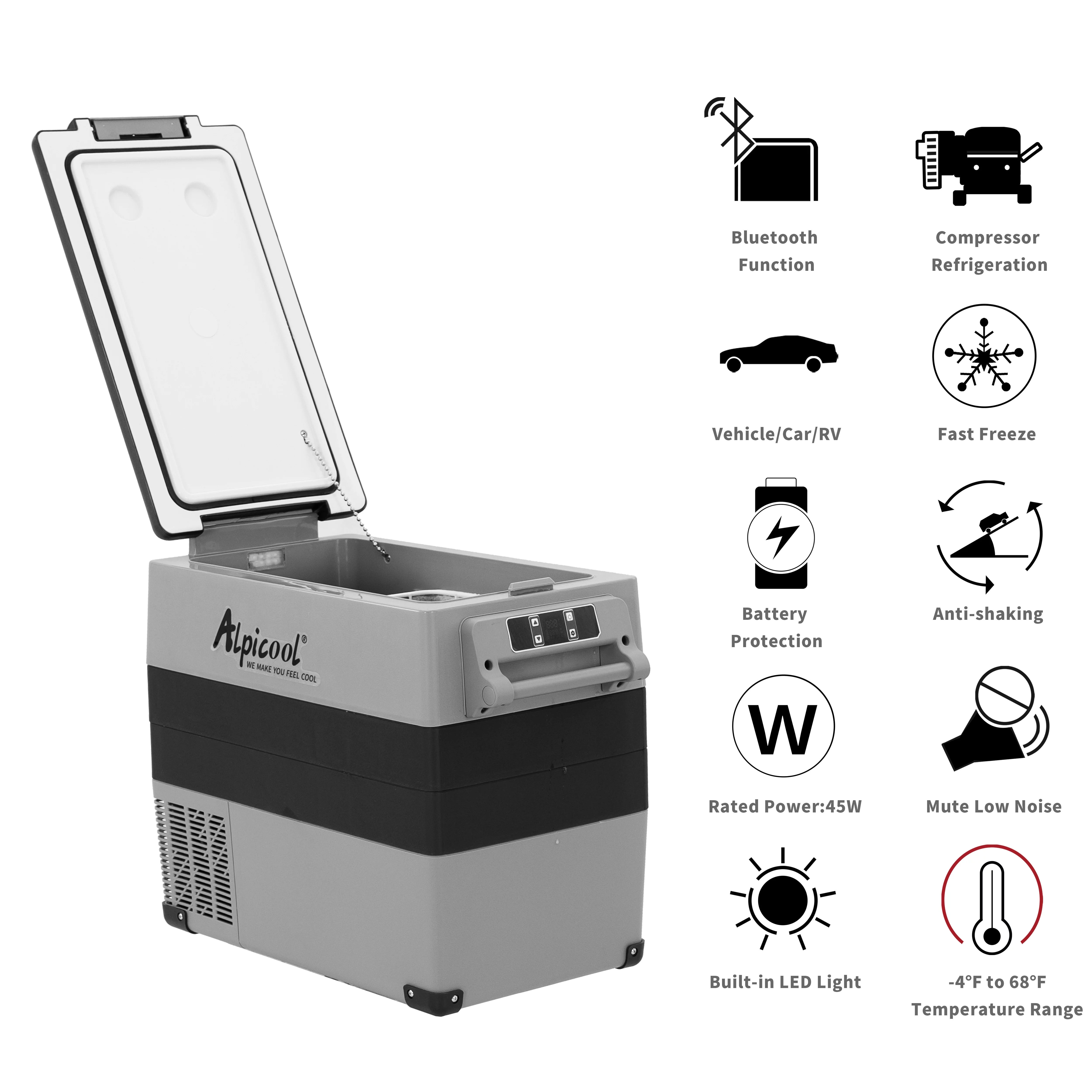 Alpicool CF55 Portable Refrigerator 12 Volt Car Freezer 58 Quart(55 Liter) Vehicle, Car, Truck, RV, Boat, Mini fridge freezer for Driving, Travel, Fishing, Outdoor -4F to 68F