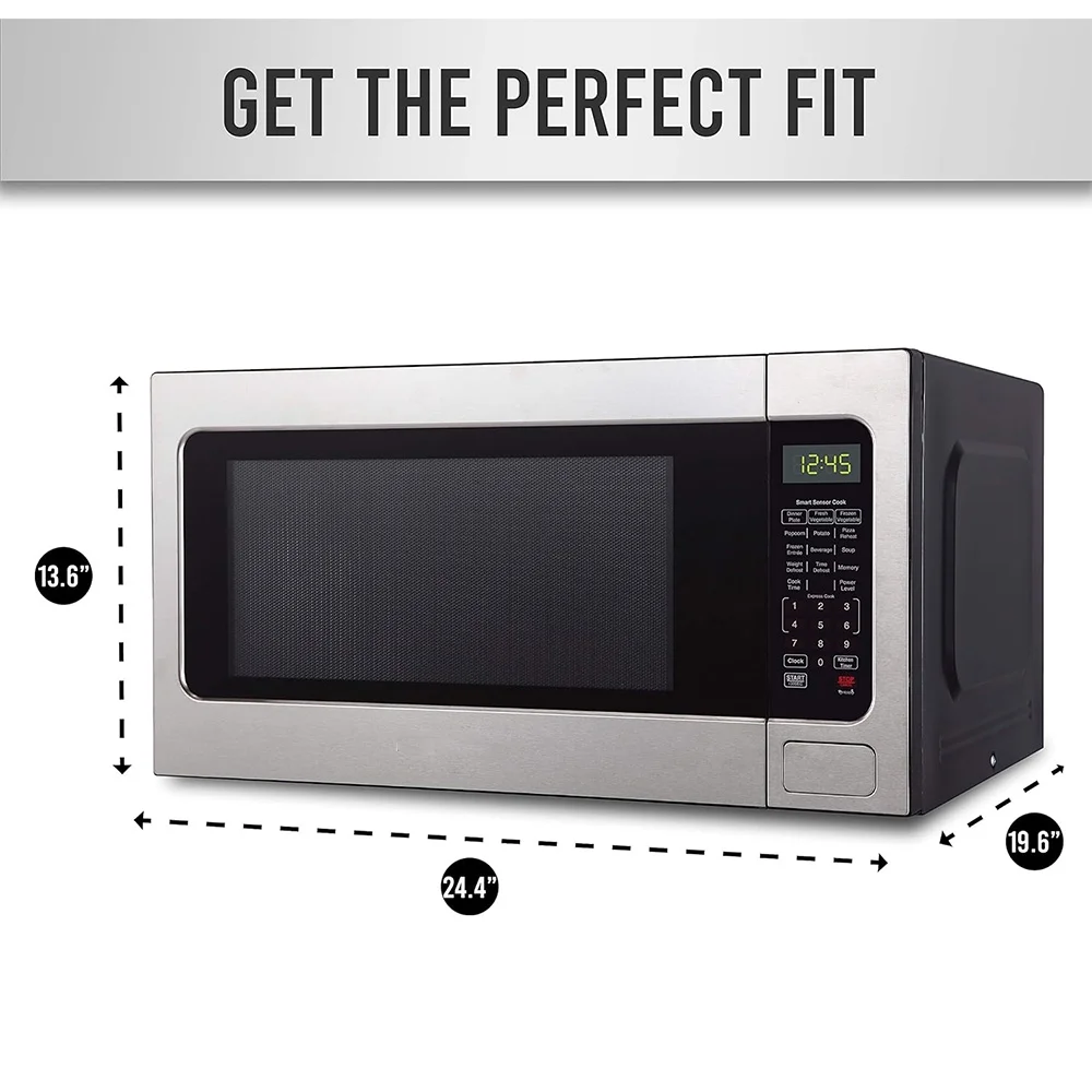 Countertop Microwave Oven w/LED Lighting for Apartments & Dorms, Stainless Steel