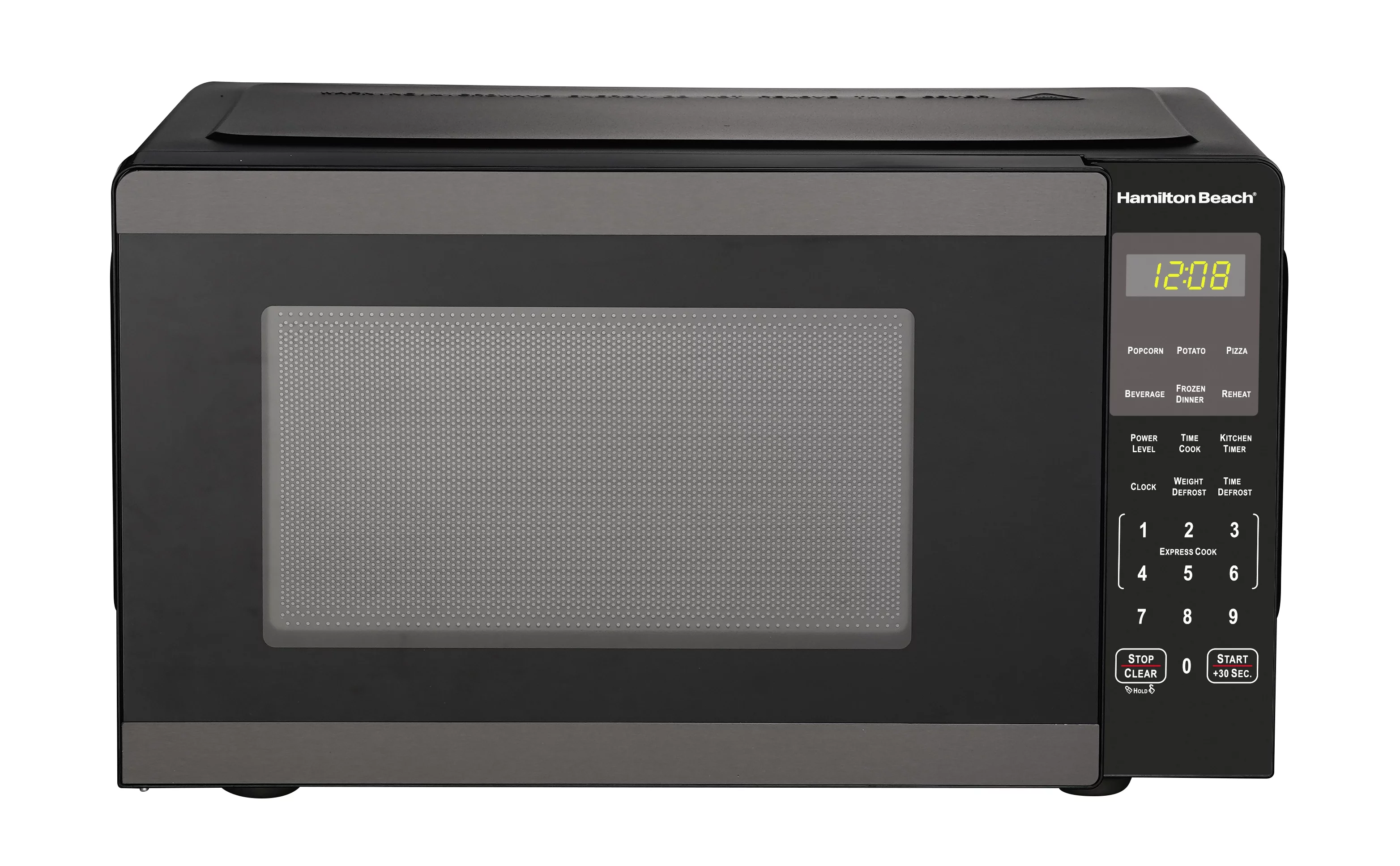 Hamilton Beach 0.9 cu. ft. Countertop Microwave Oven, 900 Watts, Black Stainless Steel, New