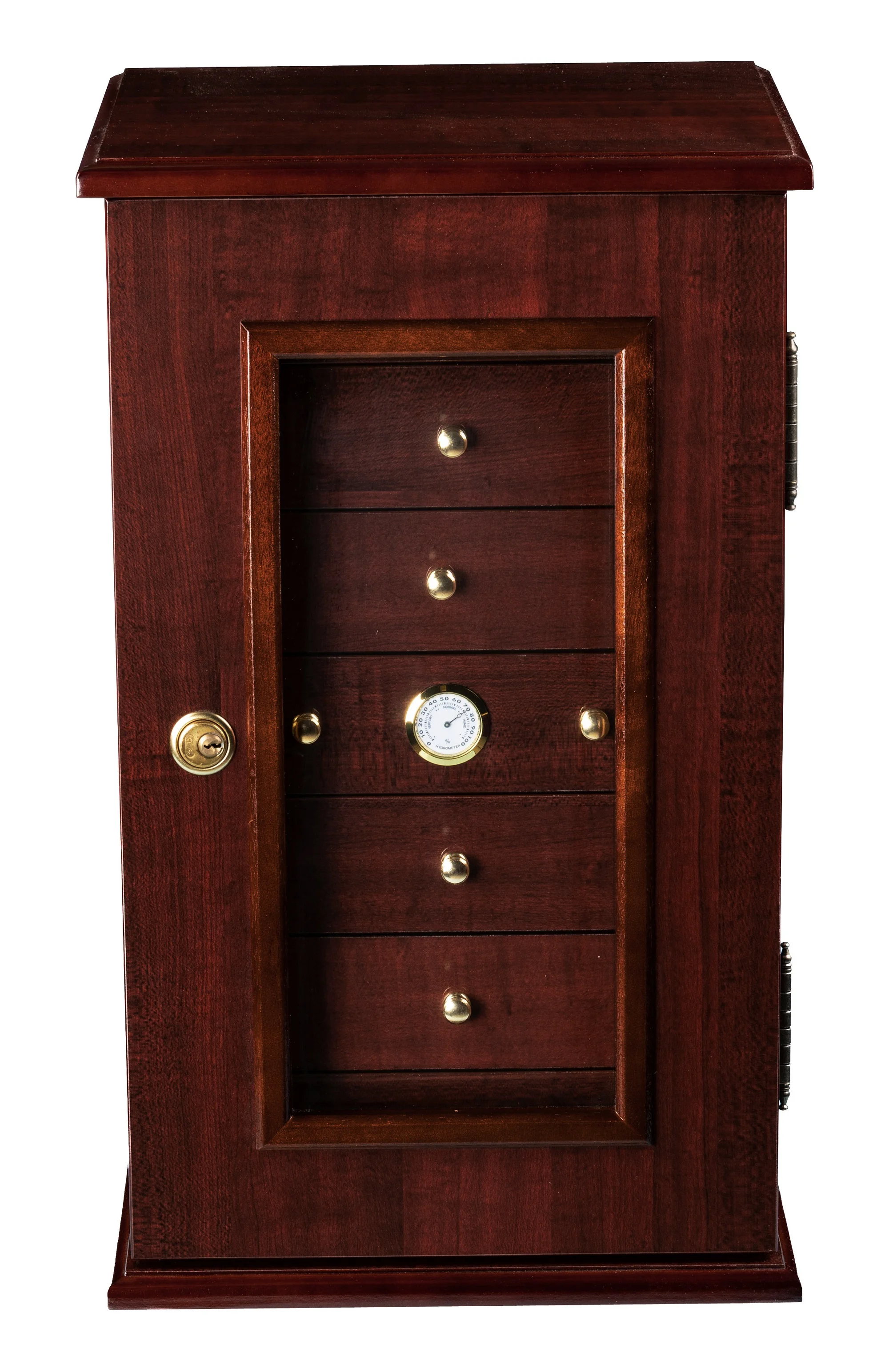 Charleston Swingdoor 7 Drawer Cigar Humidor - Gloss Cherry Finish - Capacity: 150