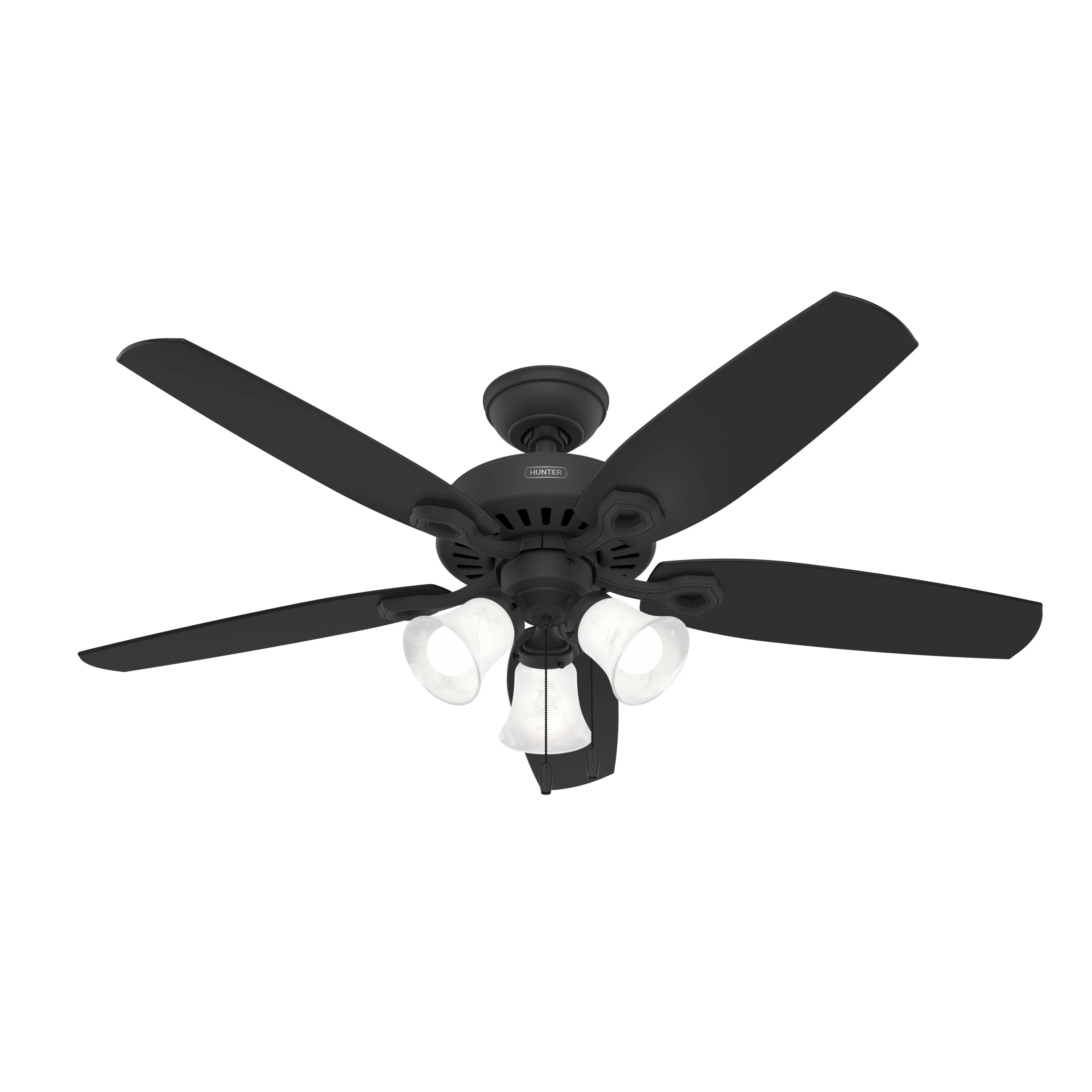 HUNTER - 52387 - Hunter 52 inch Builder Matte Black Ceiling Fan with LED Light Kit and Pull Chain
