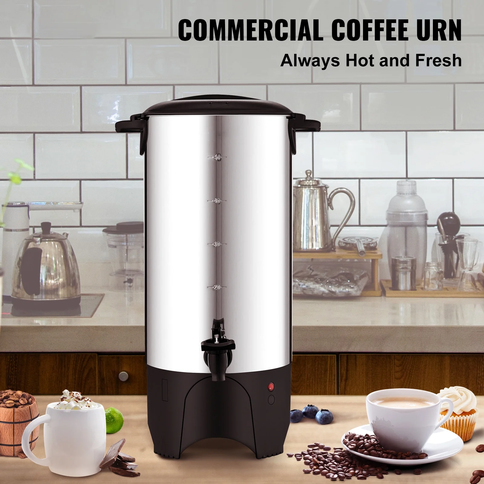 BENTISM Commercial Coffee Urn 50 Cup Stainless Steel Coffee Dispenser Fast Brew