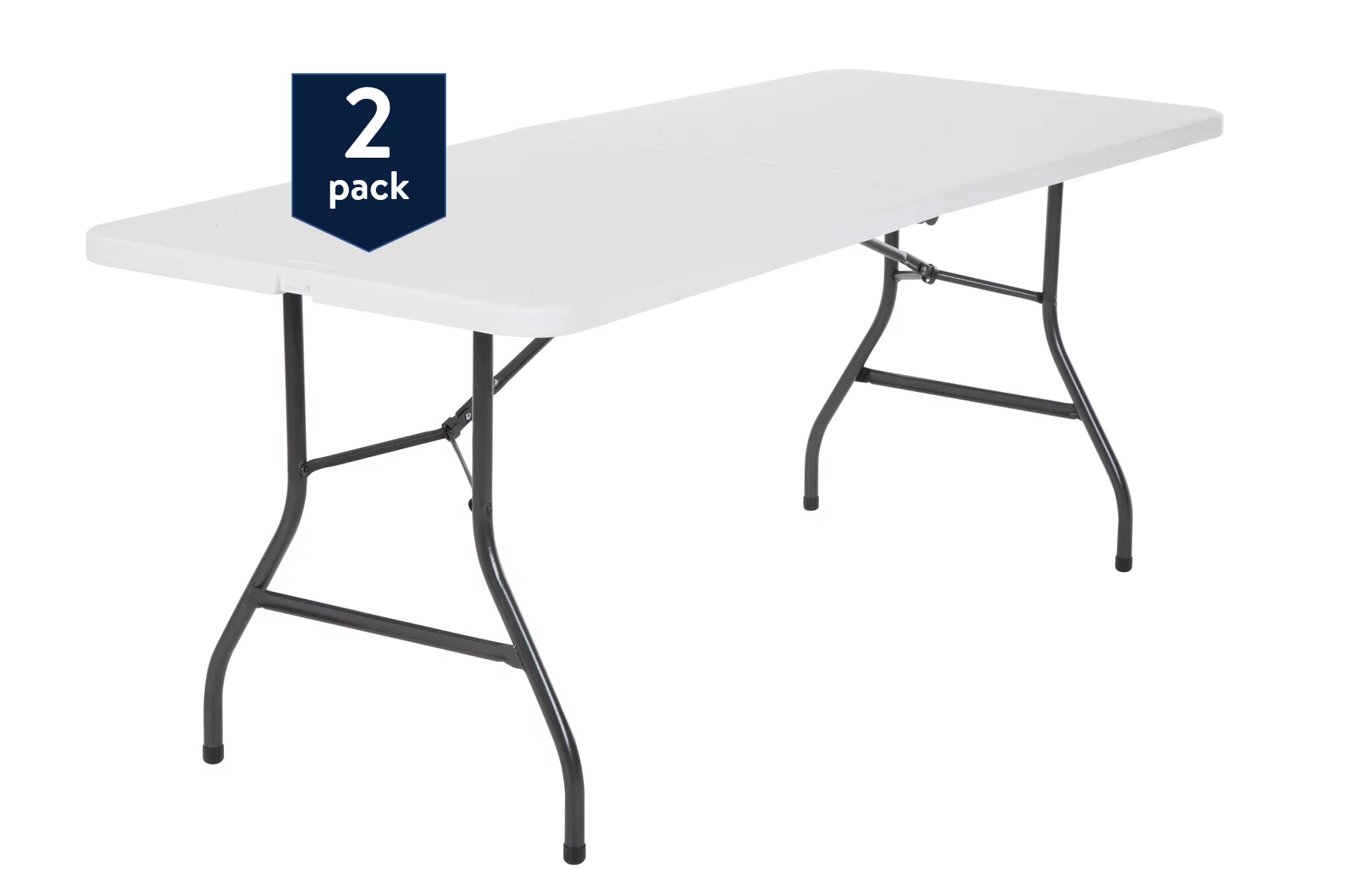 Cosco (2-Pack) 6 Foot Centerfold Folding Table, White