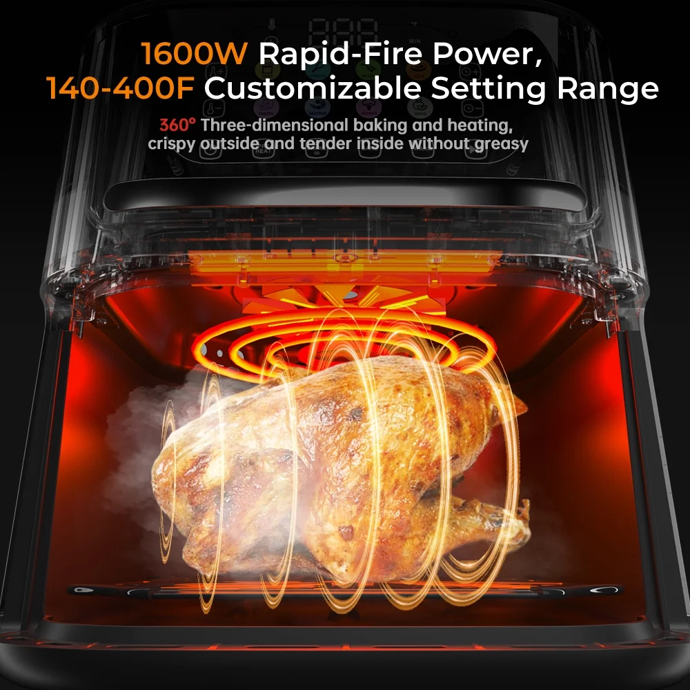 Air Fryer, ZUSBYI 6.5QT Air Fryer Oven With Smart Coloful Screen, 10 in 1 Customizable Functions, 1-Touch Digital Display Large Air fryer, Shake Reminder, Up to 450��F, Nonstick Dishwasher-Safe Basket